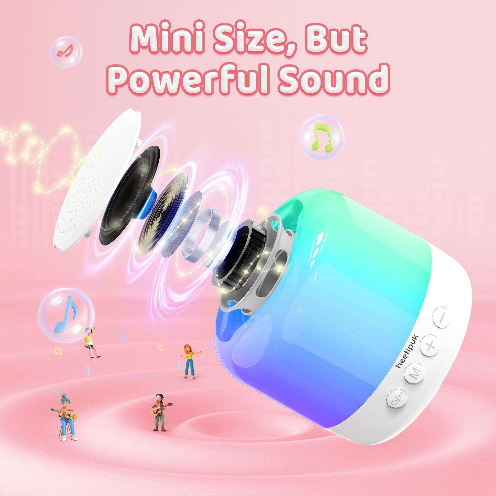 Mini Karaoke Machine for Kids Adults,Portable Bluetooth Speaker with 2 Wireless Microphones Toys Gifts for Girls 4-12 Years Old,