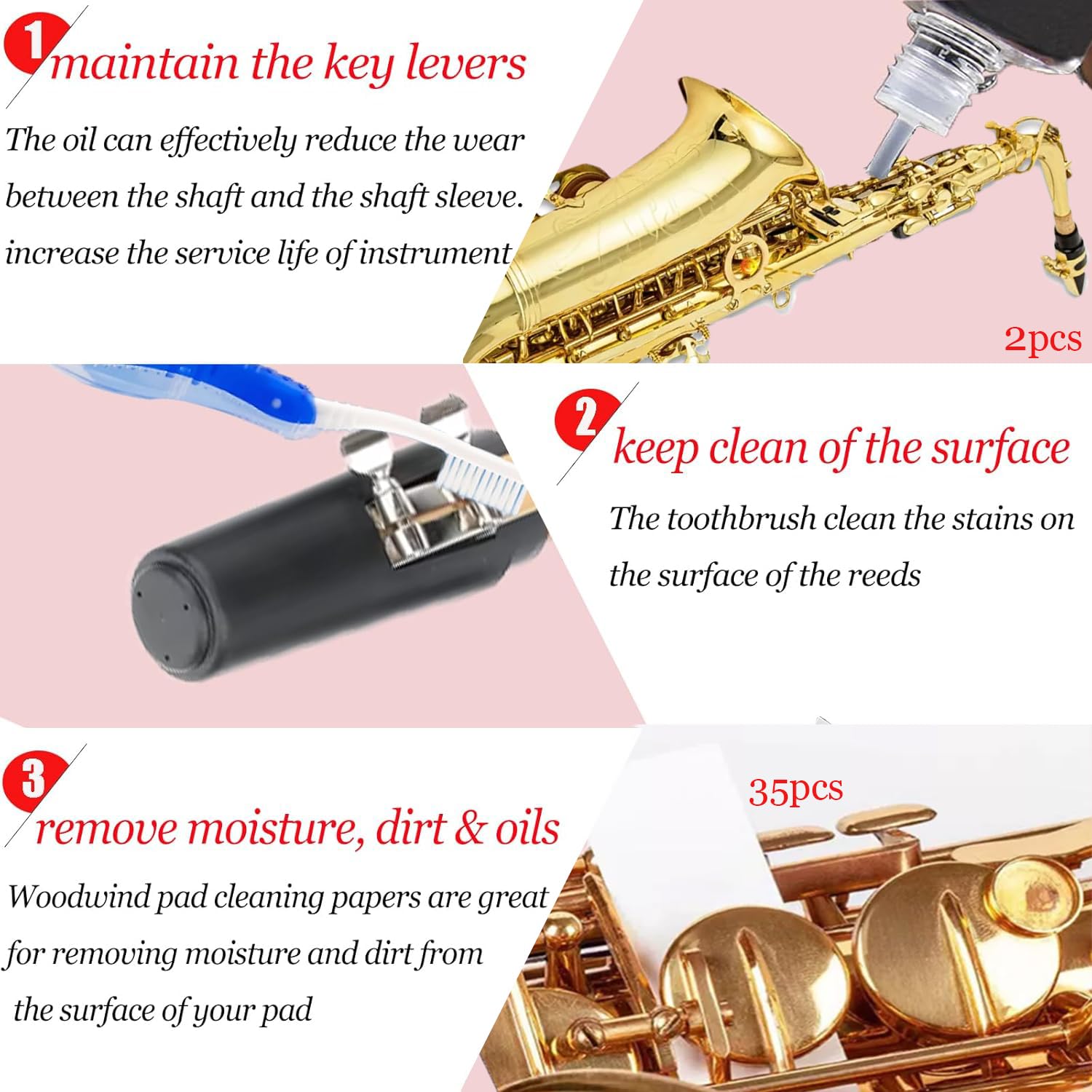 60 Pcs Clarinet Cleaning Kit, Saxophone Cleaning Kit,Clarinet Accessories,Mouthpiece Brush,Dust Brush,Cleaning Cloth,Clarinet Re