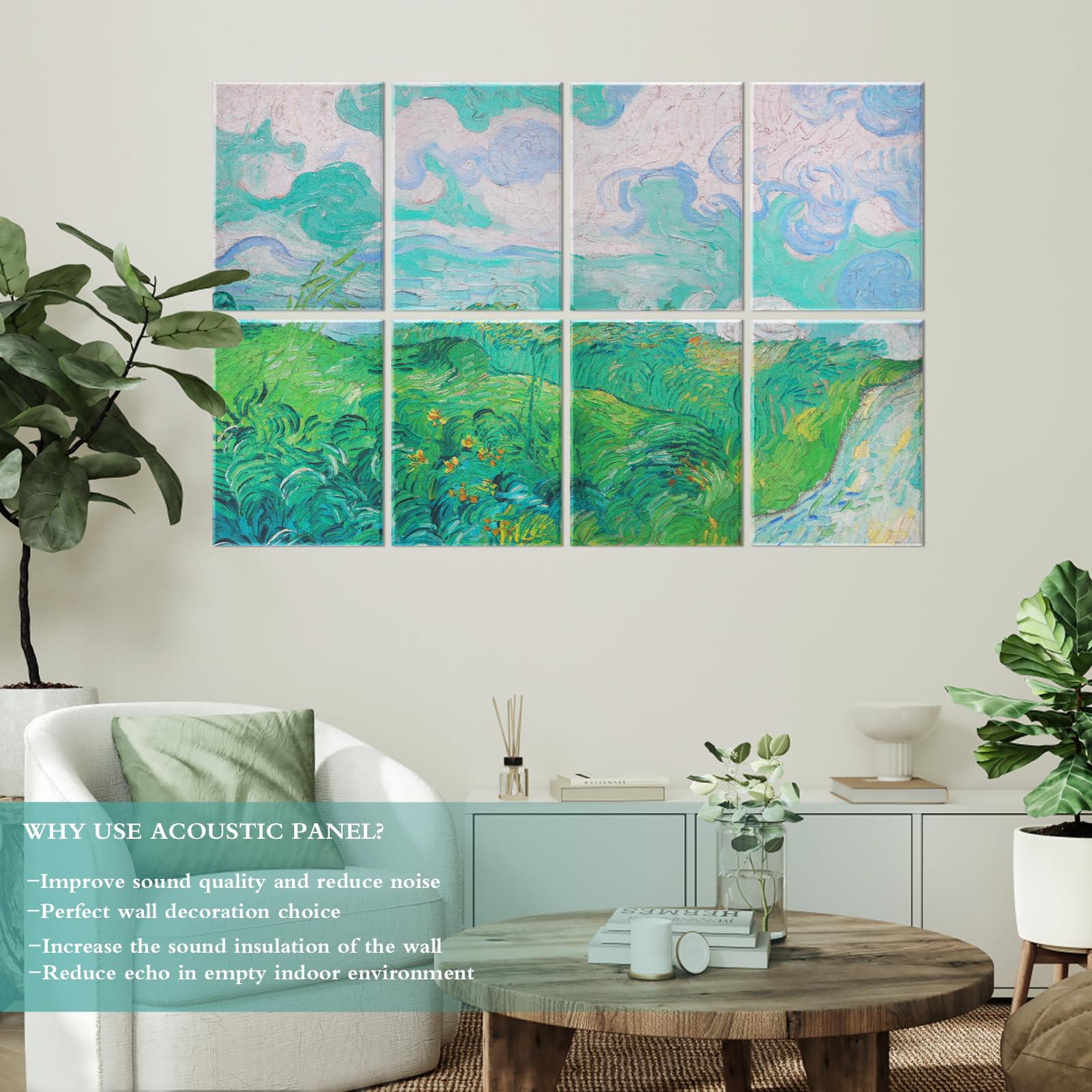 Tutmyrea 8 Pack Art Acoustic Panels, 48''X32'' Self-Adhesive Soundproof Wall Panels, Decorative Sound Absorbing Panels, Acoustic