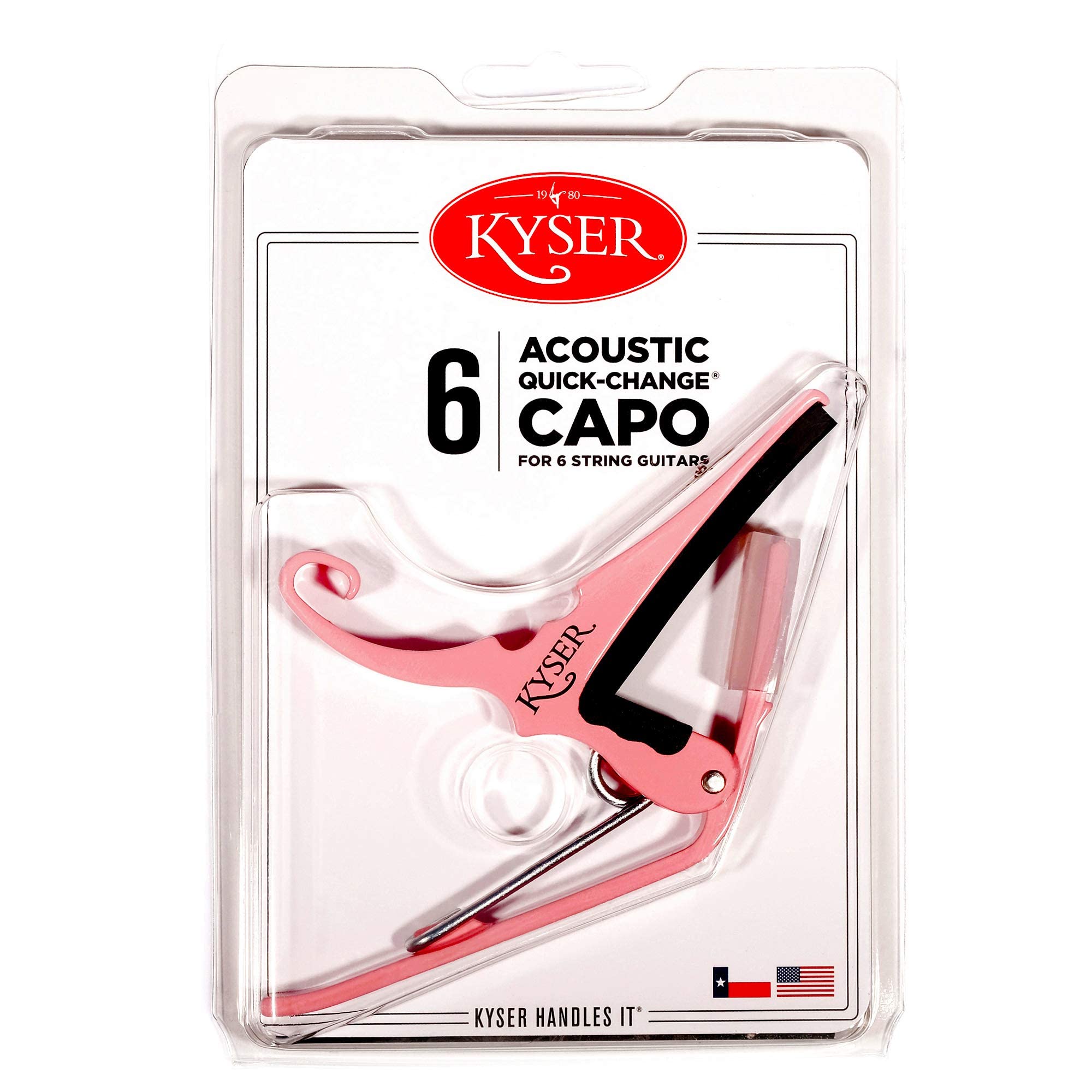 Kyser Quick-Change Guitar Capo for 6-string acoustic guitars, Pink, KG6KA