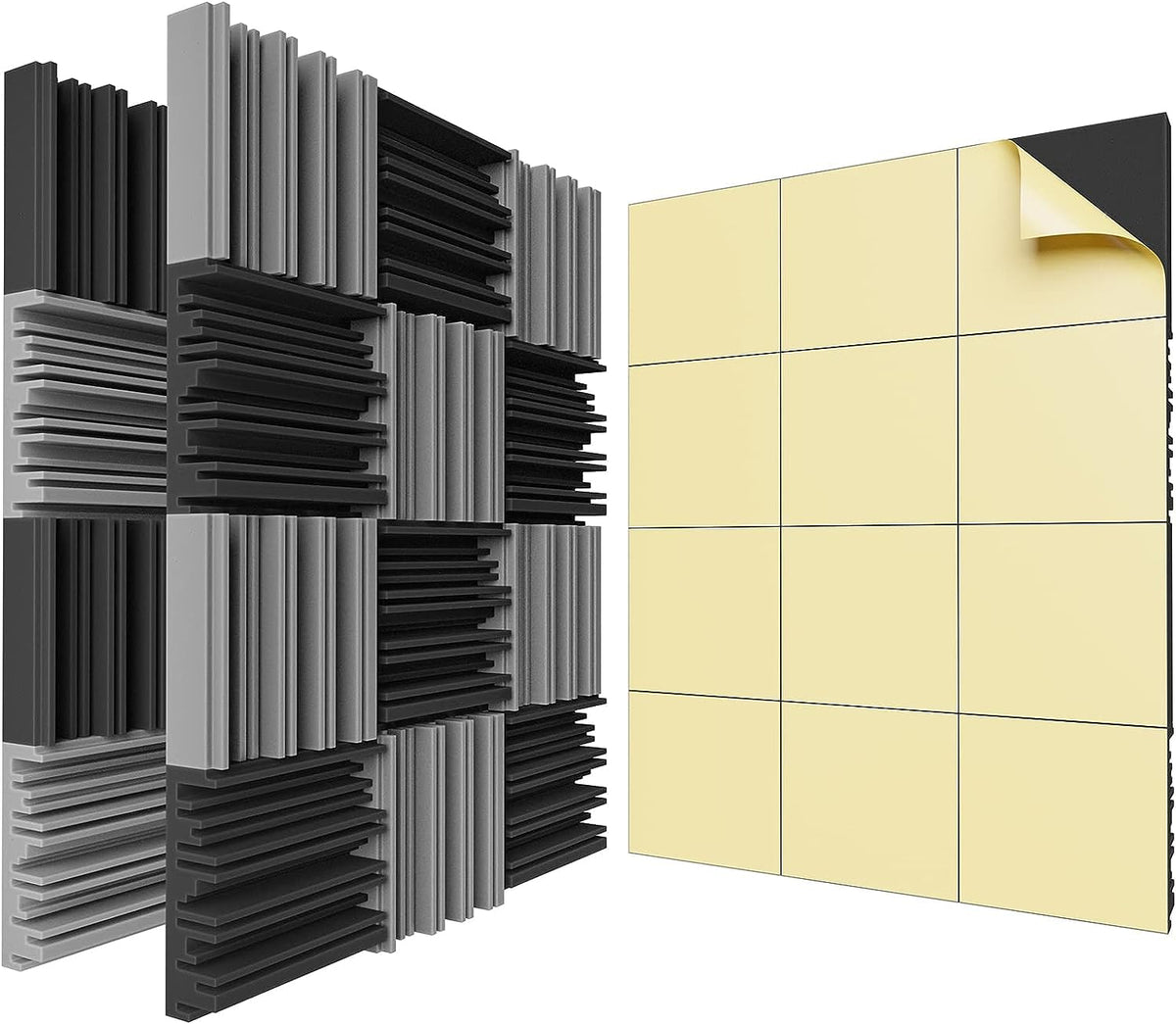 Lightdesire 36 Pack Self-Adhesive Sound Proof Foam Panels,12 X 12 X 2 Inches Acoustic Foam,High Resilience Sound Proofing Paddin