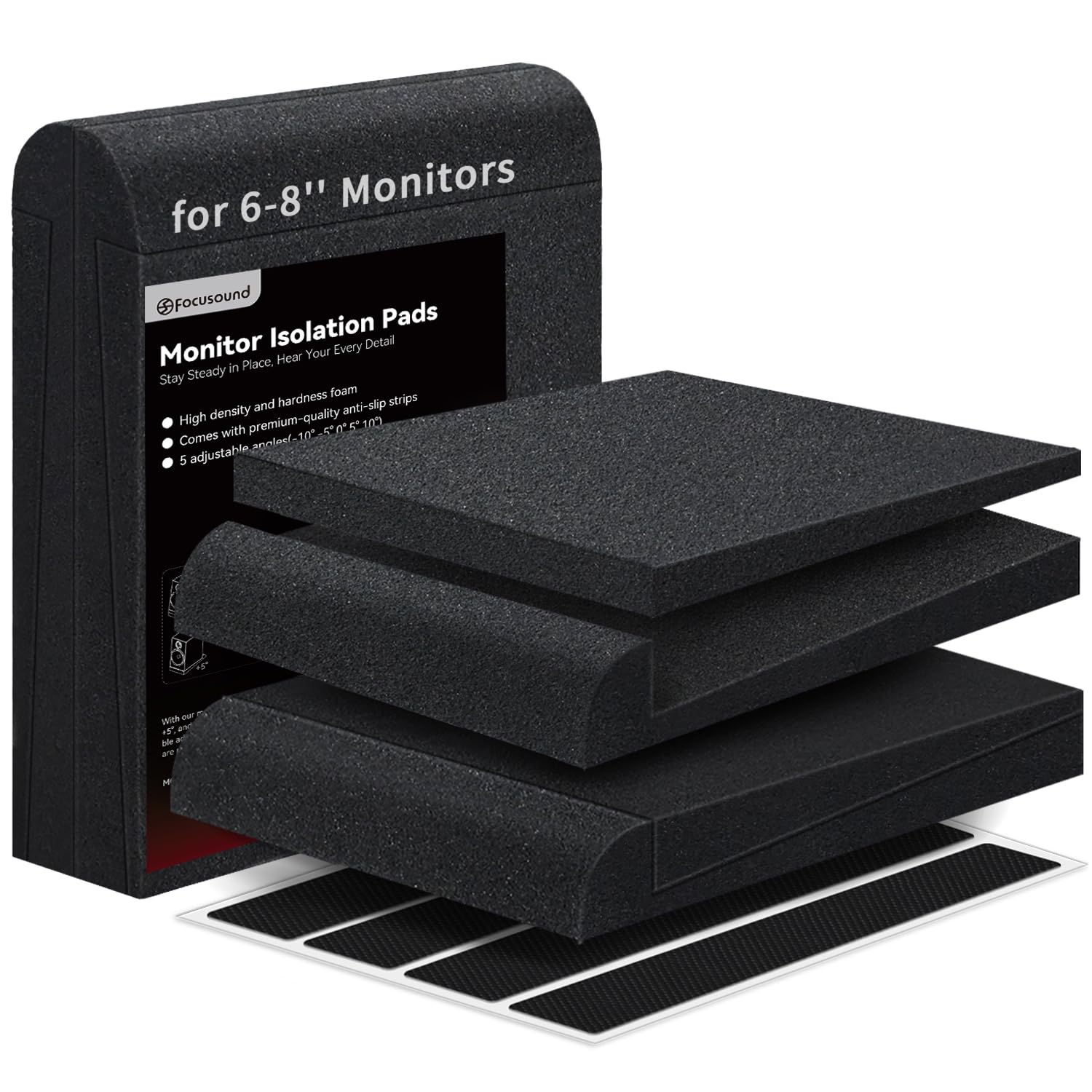 Focusound Studio Monitor Isolation Pads For 6-8 Inches Monitors, 2 Pack High Density Acoustic Speaker Isolation Pads Foam