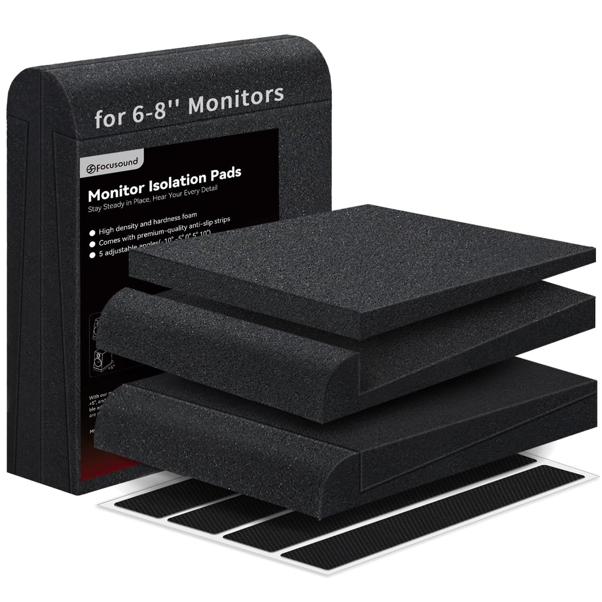 Focusound Studio Monitor Isolation Pads For 6-8 Inches Monitors, 2 Pack High Density Acoustic Speaker Isolation Pads Foam