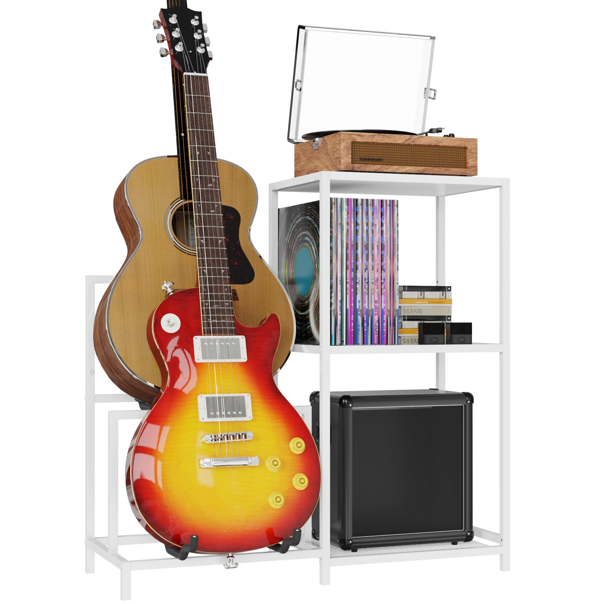 VGMiu Guitar Rack Multi Guitar Stand for Multiple Guitars, Multiple Guitar Rack Holder White Shelf for Acoustic, Electric Guitar