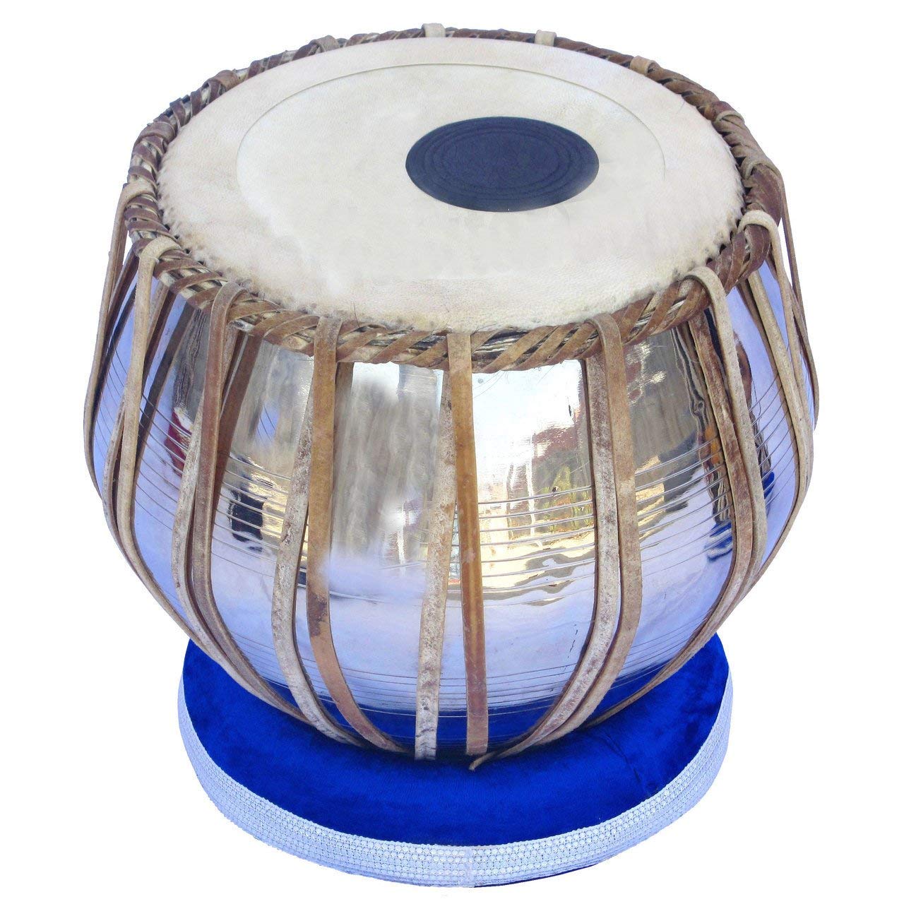SmSai Musicals Steel Tabla Handmade Duggi/Dugga With Cushion- Multi Color