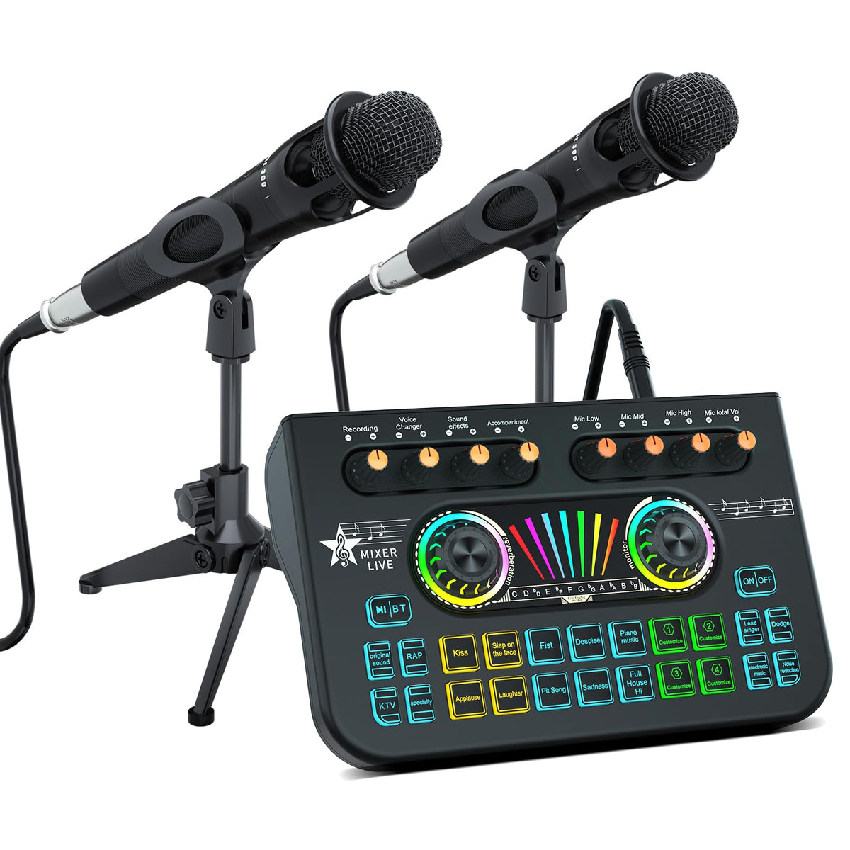 Podcast Equipment Bundle For 2 Mic Tiktok Video Content Creator Kit, Audio Interface Dj Mixer Sound Card Board Condenser Microph