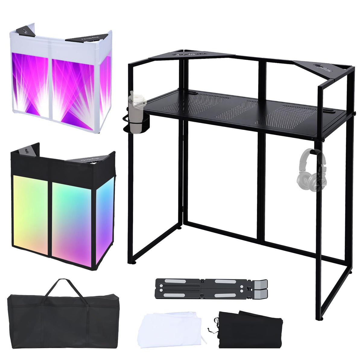 ANGELBECKE Portable DJ Booth Facade. DJ Table. Heavy-Duty DJ Table Sta ...