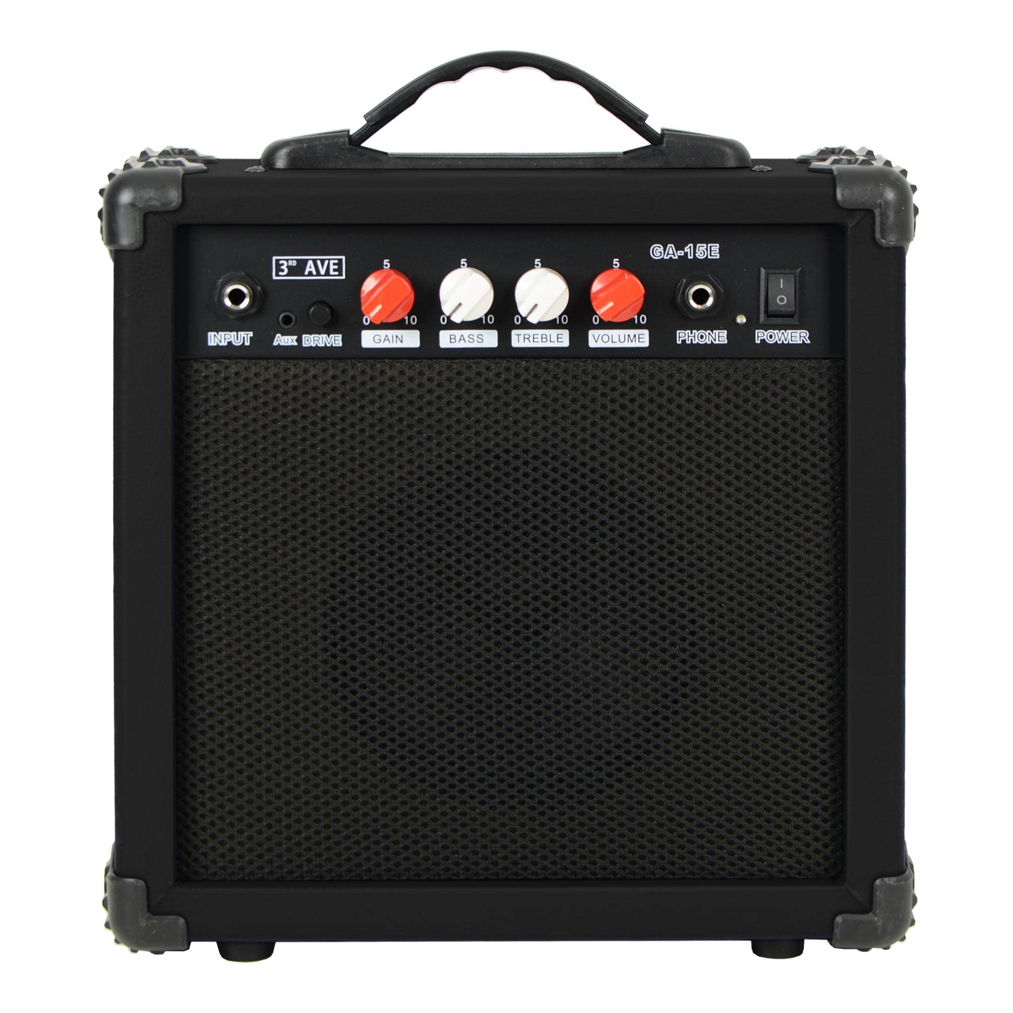 3Rd Avenue 15W Guitar Practice Amplifier With Headphone Output, Overdrive Switch, 2 Band Eq, Tone/Gain Controls - Portable Compa