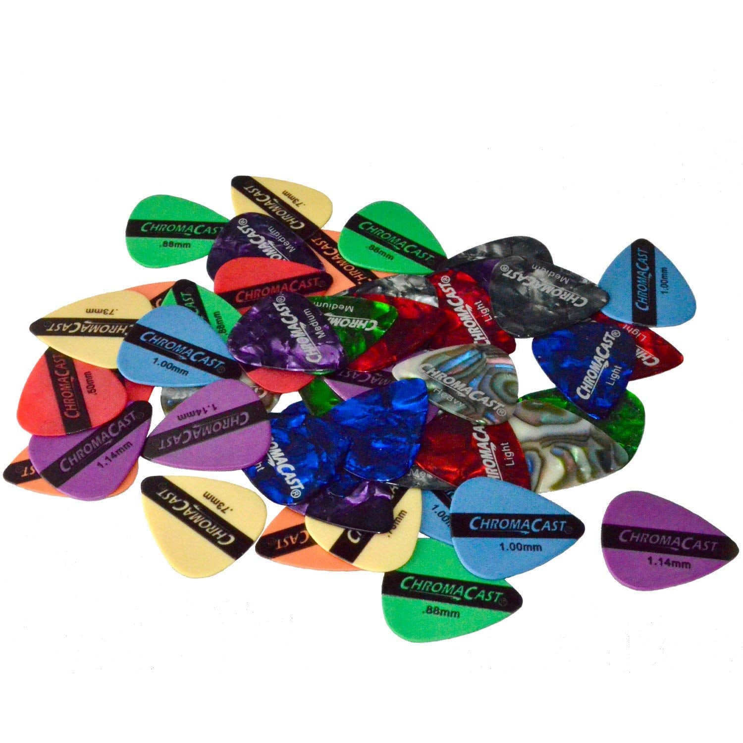 Chromacast 48 Pick Sampler - Includes Pearl Celluloid And Durapicks In Assorted Colors/Gauges