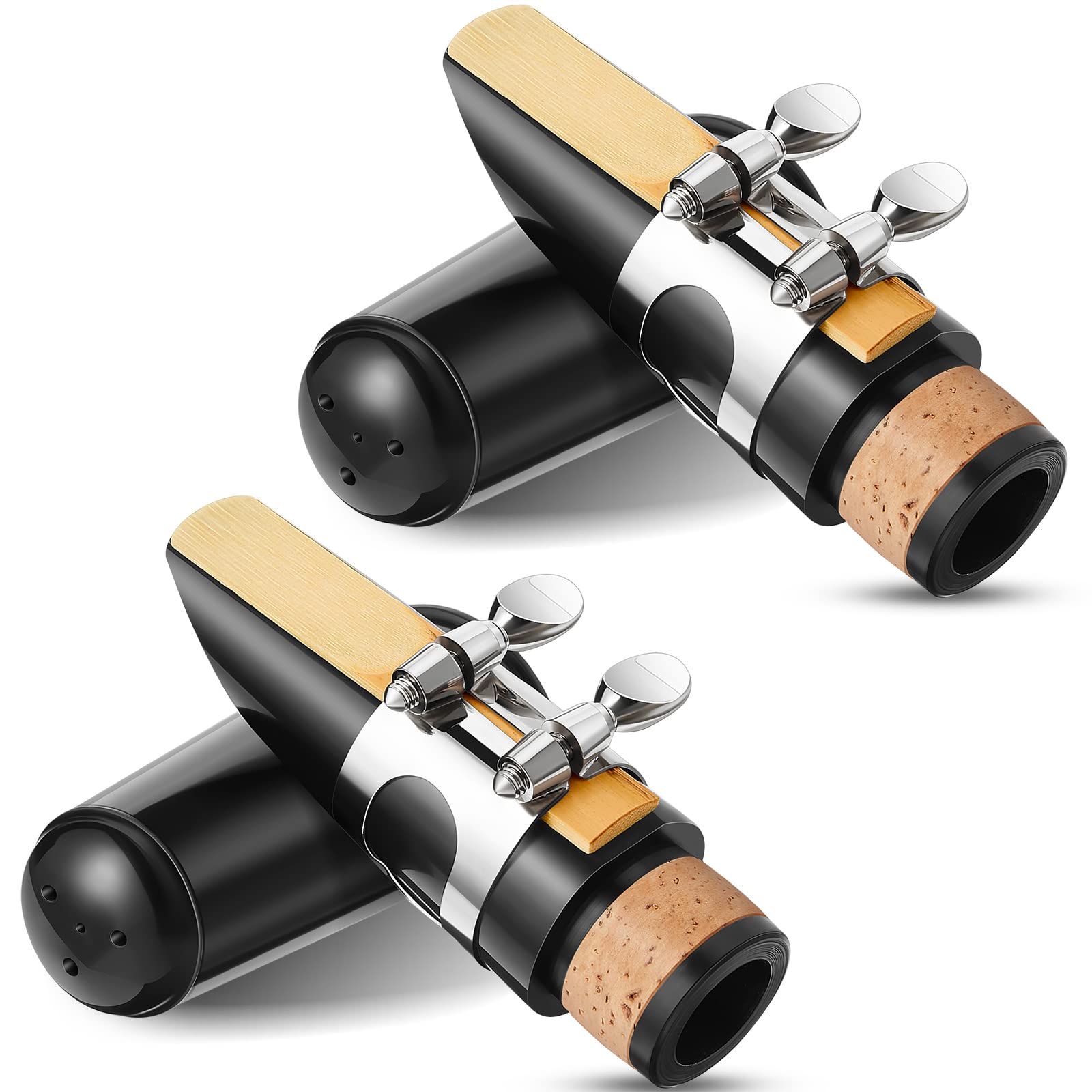Fiada 2 Sets Clarinet Mouthpiece kit Reeds 2.5 Mouthpiece Kit with Ligature Plastic Cap Bb accessory ligature Strength Reeds for