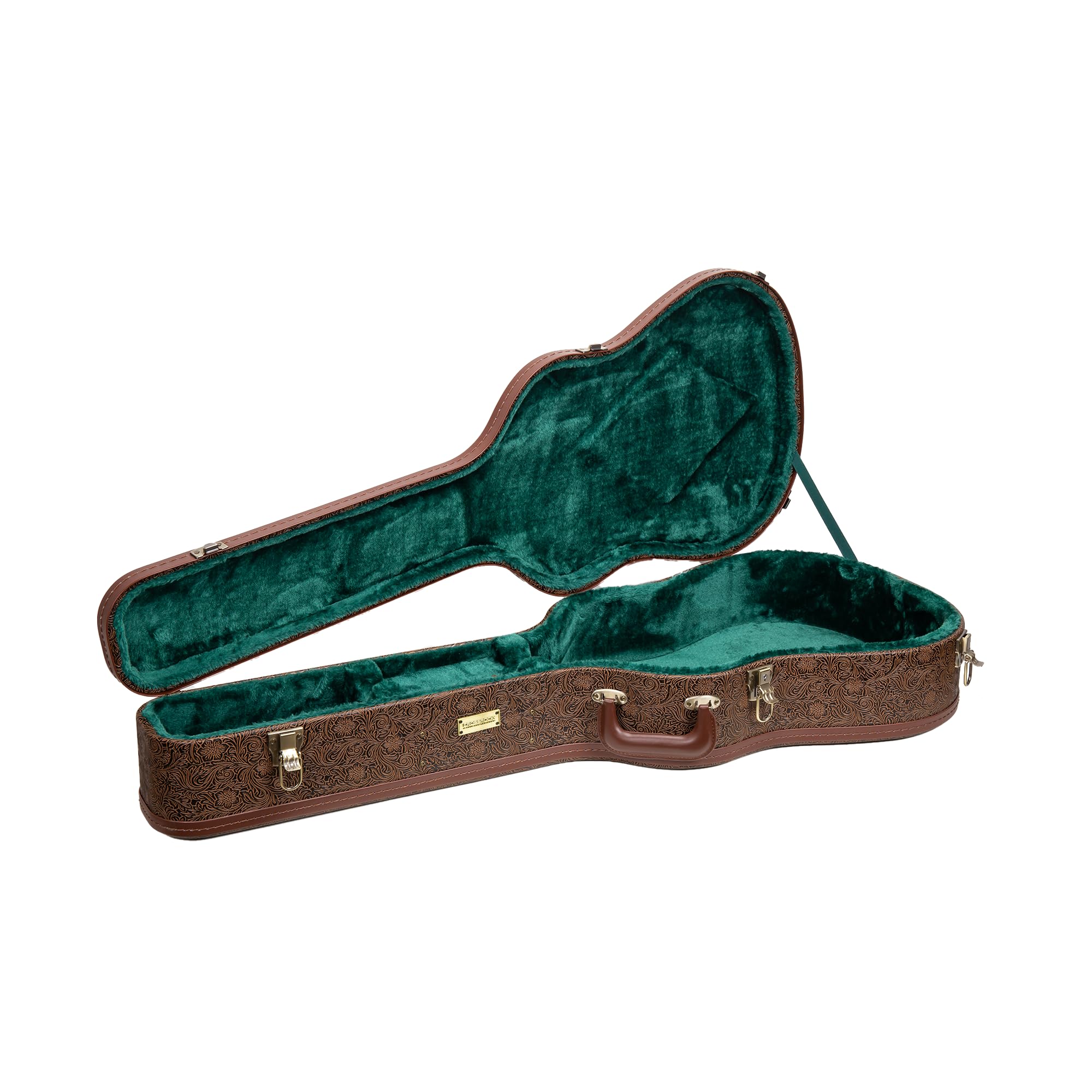 Crossrock Wooden Dreadnought Acoustic Guitar Case for Gibson J-45 / Martin D-Style | Blossom Brown Faux Leather, Forest Green Ve