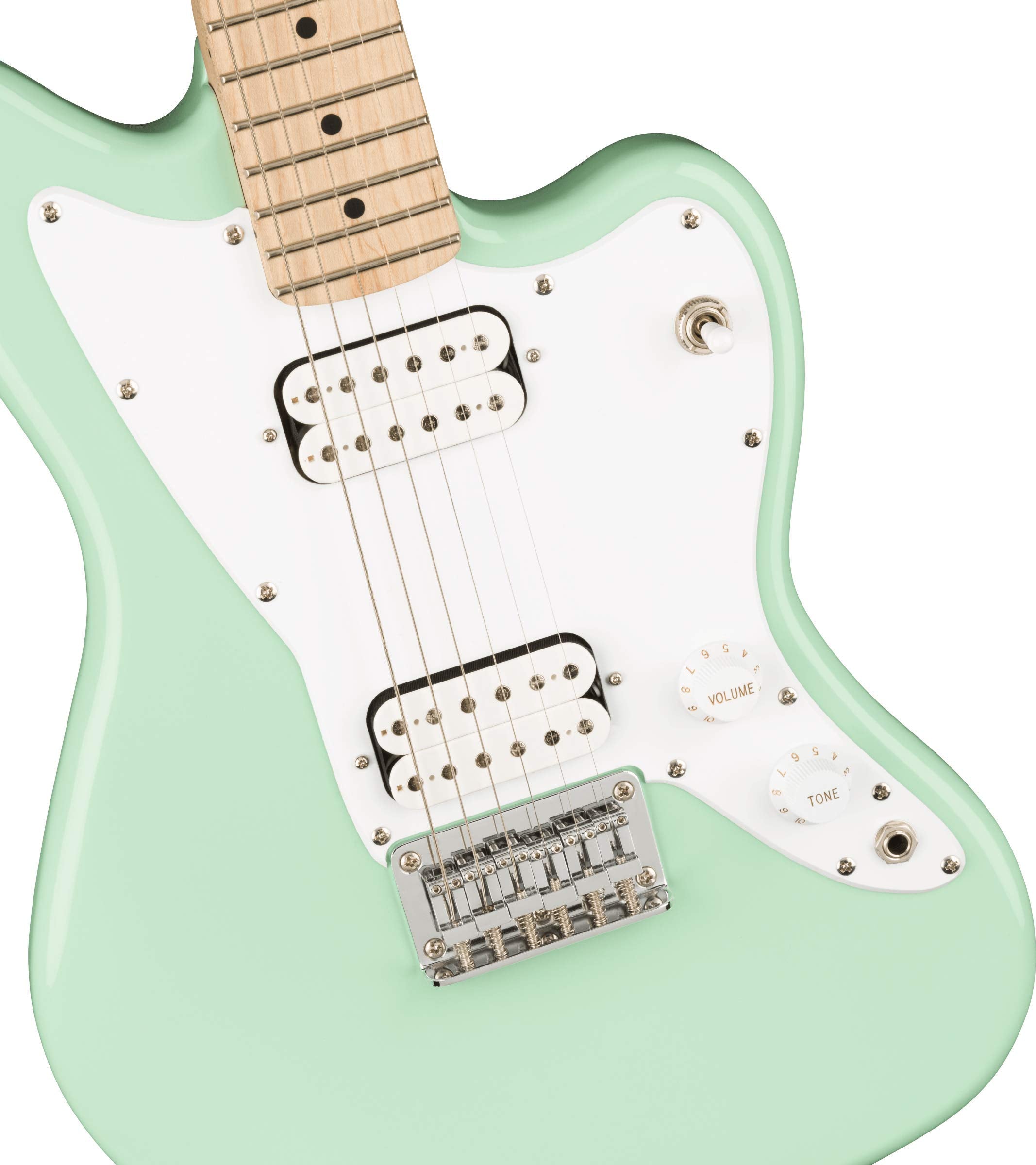 Squier Mini Jazzmaster Electric Guitar, with 2-Year Warranty, Surf Green, Maple Fingerboard