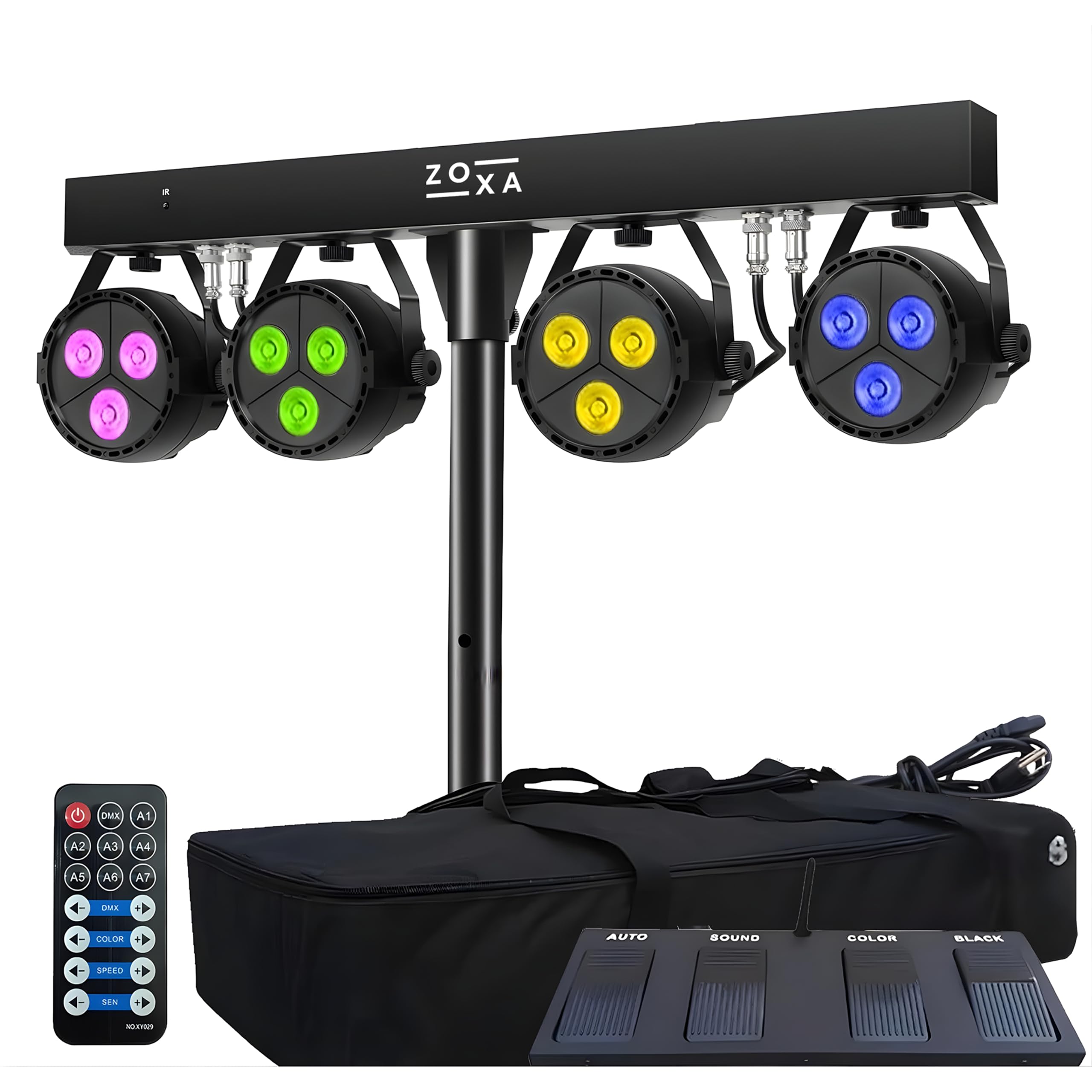 DJ Lights and Stage Lights with Stand | LED Par Gigbar with DMX, Sound-Activated Strobe Light for Parties | DJ Lighting Package,