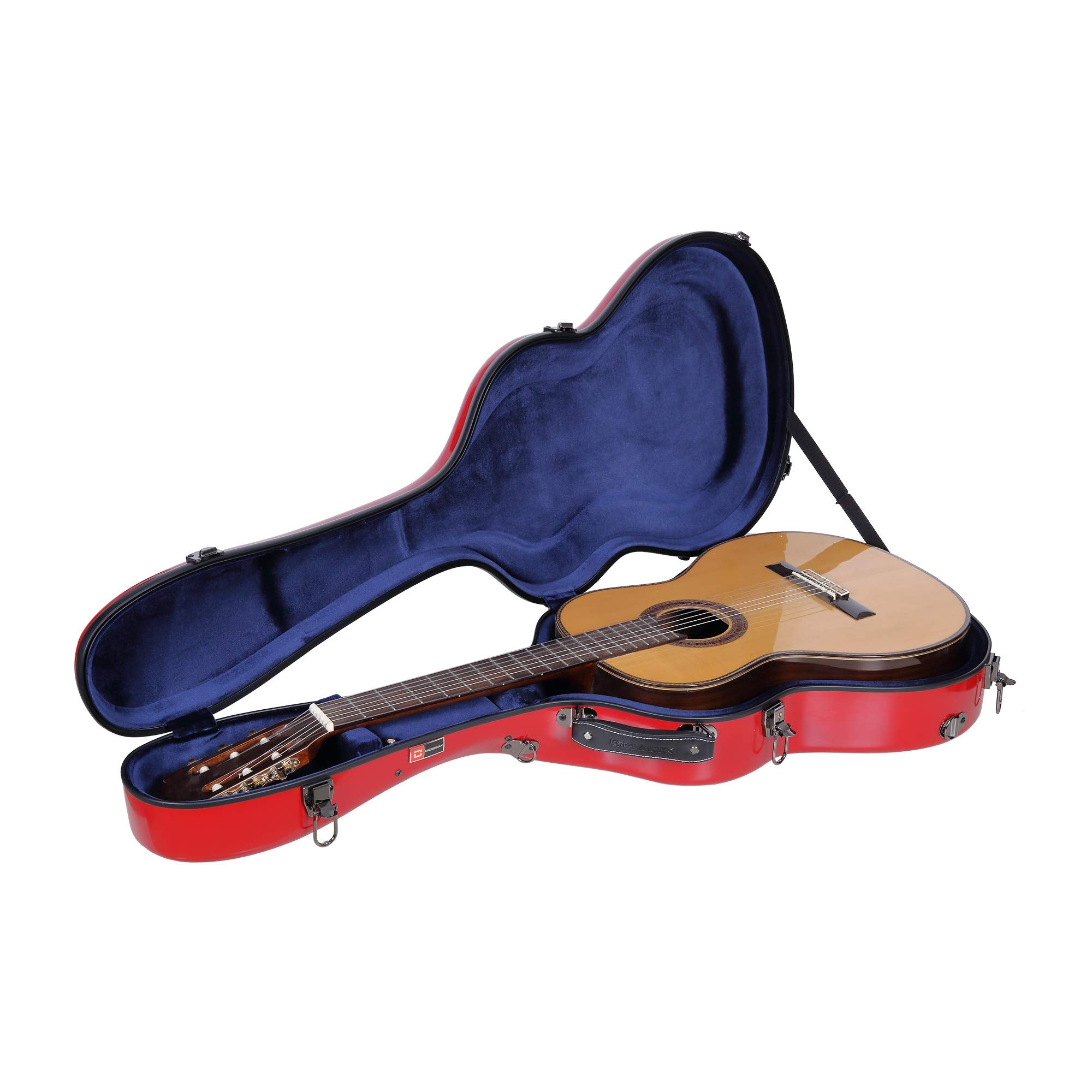 Crossrock Deluxe Fiberglass Classical Guitar Case, 4/4 Full Size, Red (CRF2020CRD)