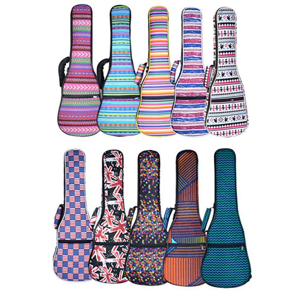 HOT SEAL 10MM Sponge Padding Waterproof Durable Colorful Conventional Ukulele Case Bag with Storage (26 Inch, Bohemia No.1)
