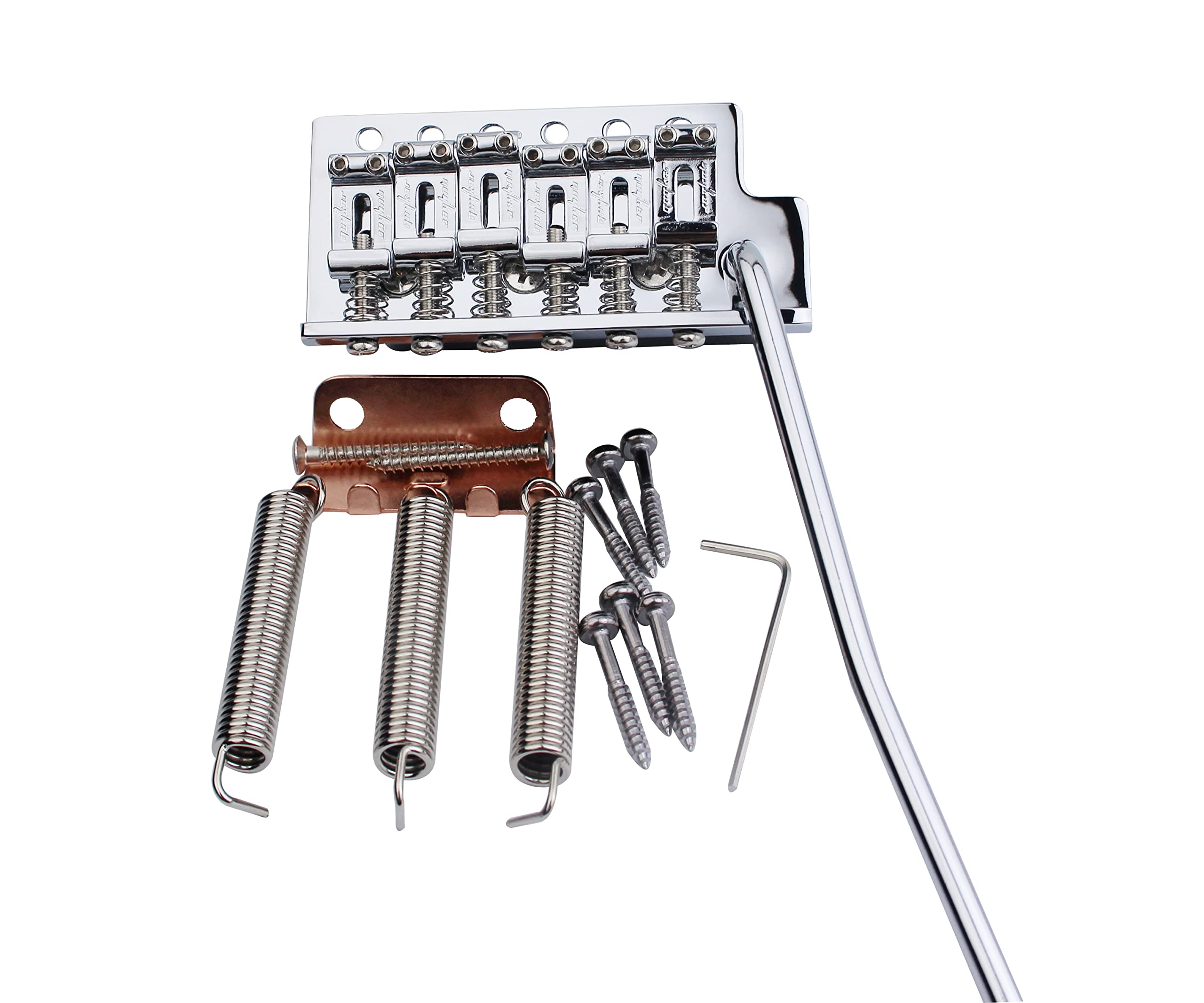 Guyker Tremolo Bridge Vintage Bent Steel Saddles Compatible with Start ST Electric Guitar (GK-1004, chrome)