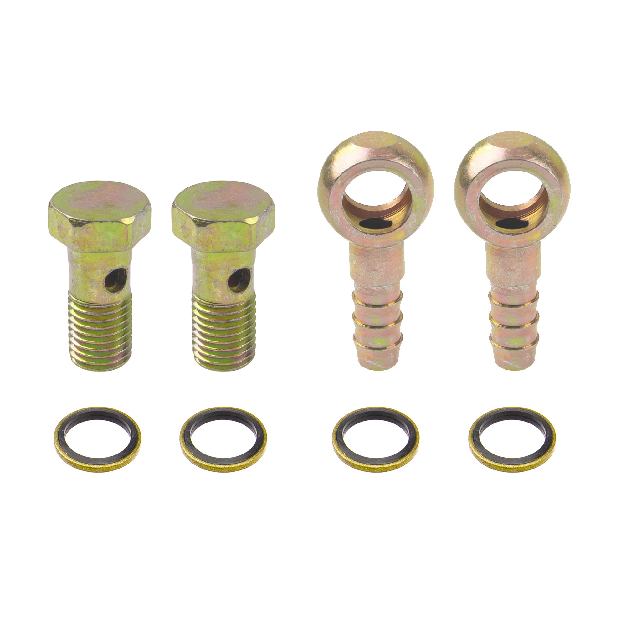 Rrina 2 Sets M12 Banjo Hose Barb Bolt Fittings Banjo Bolt Screw Crush Washer Kit for Car Motorcycle (M12x1.25)
