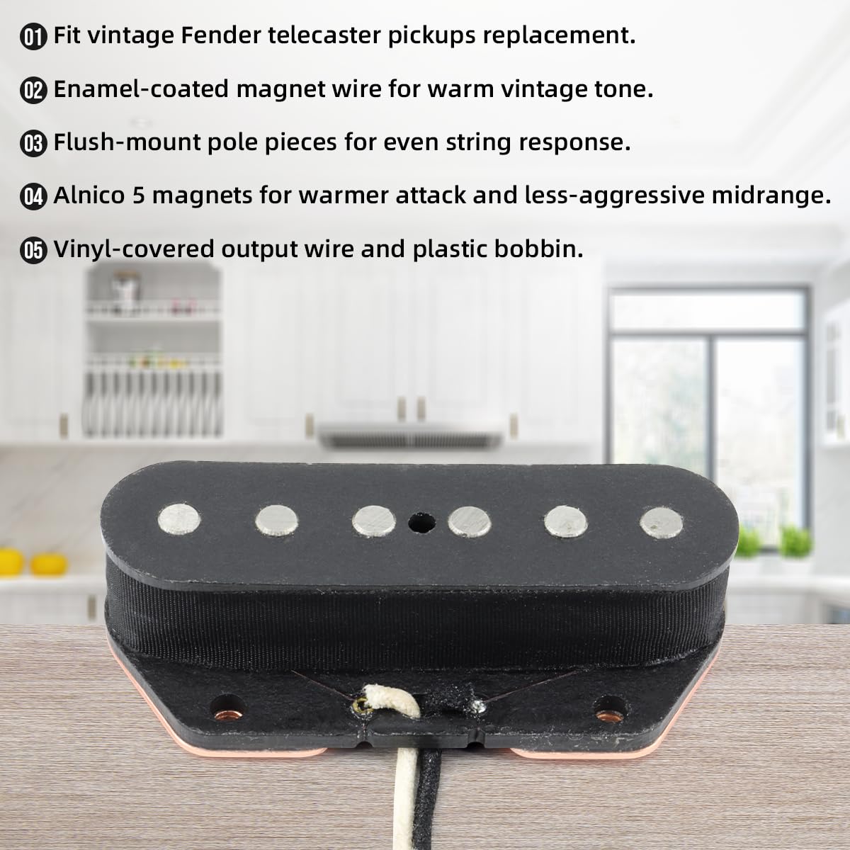 Ogdni Alnico 5 Tele Bridge Pickup & Neck Pickup Tele Pickup Set Fit Telecaster Guitar Part