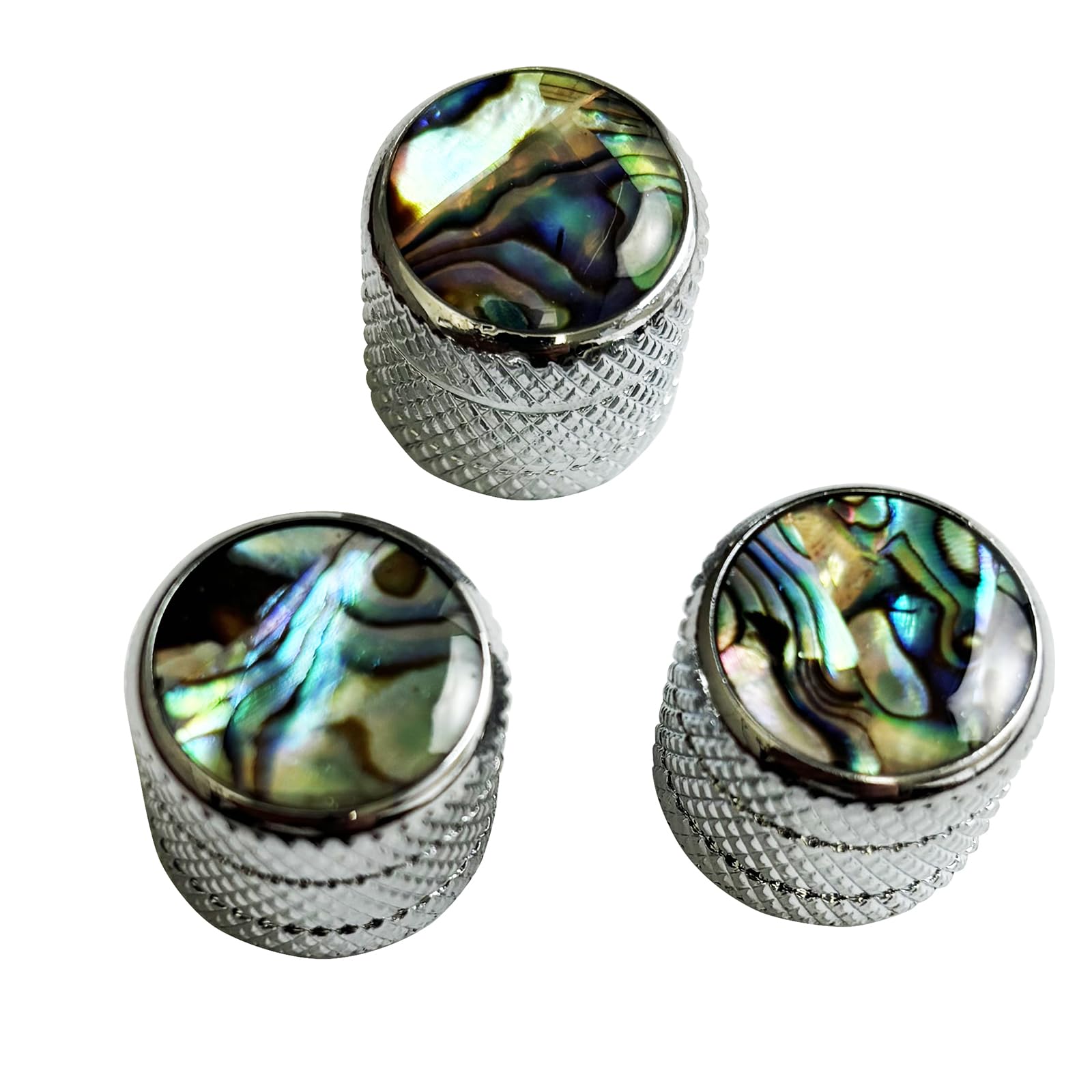 Ovsal 3Pcs Bass Guitar Knobs Abalone Shell Dome Metal Guitar Volume Tone Knobs Electric Guitar Parts For Feder Strat Telecaster