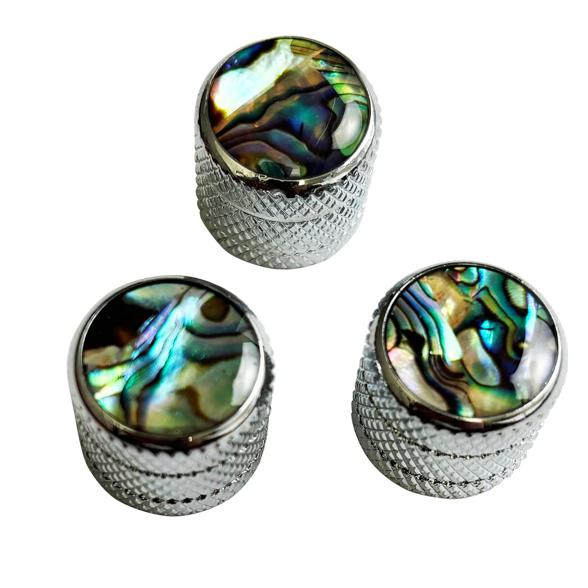 Ovsal 3Pcs Bass Guitar Knobs Abalone Shell Dome Metal Guitar Volume Tone Knobs Electric Guitar Parts For Feder Strat Telecaster