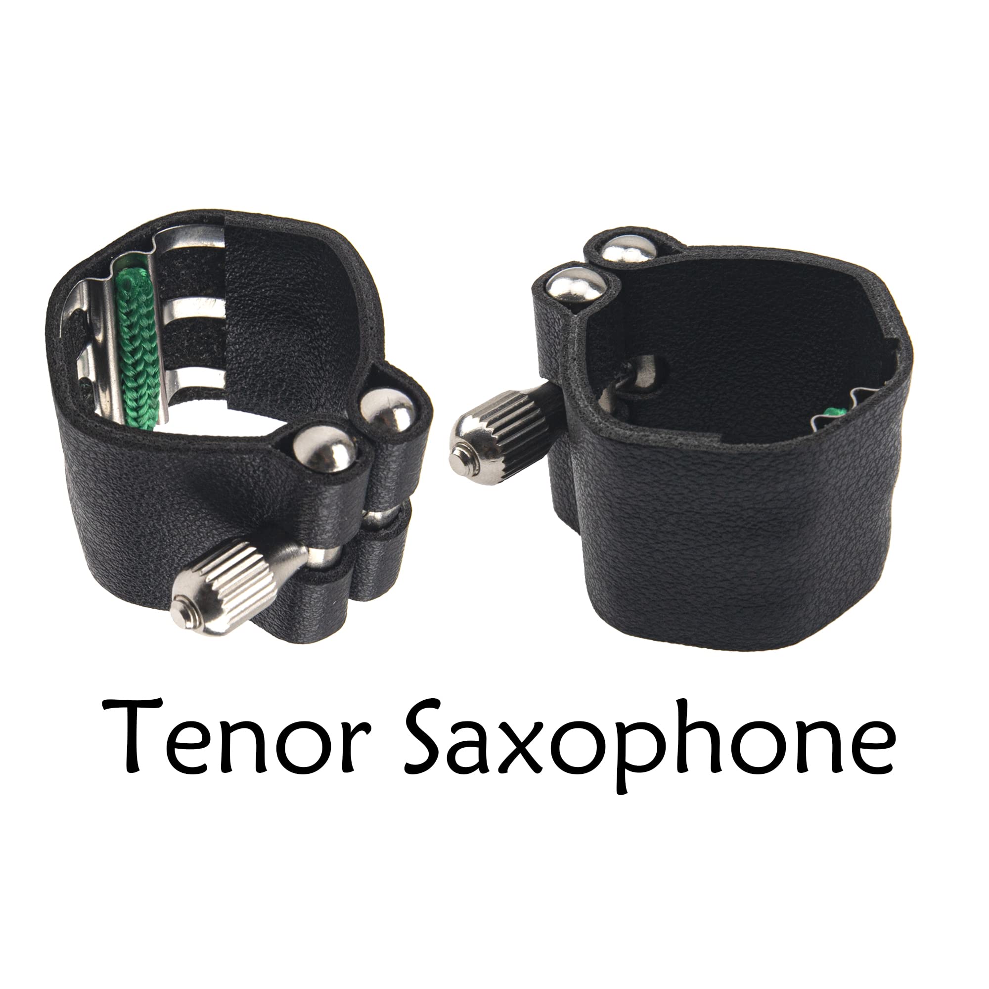 2Pcs Yootones Black Artificial Leather Saxophone Mouthpiece Sax Ligature Fastener Compatible with Saxophone Rubber Mouthpiece (T