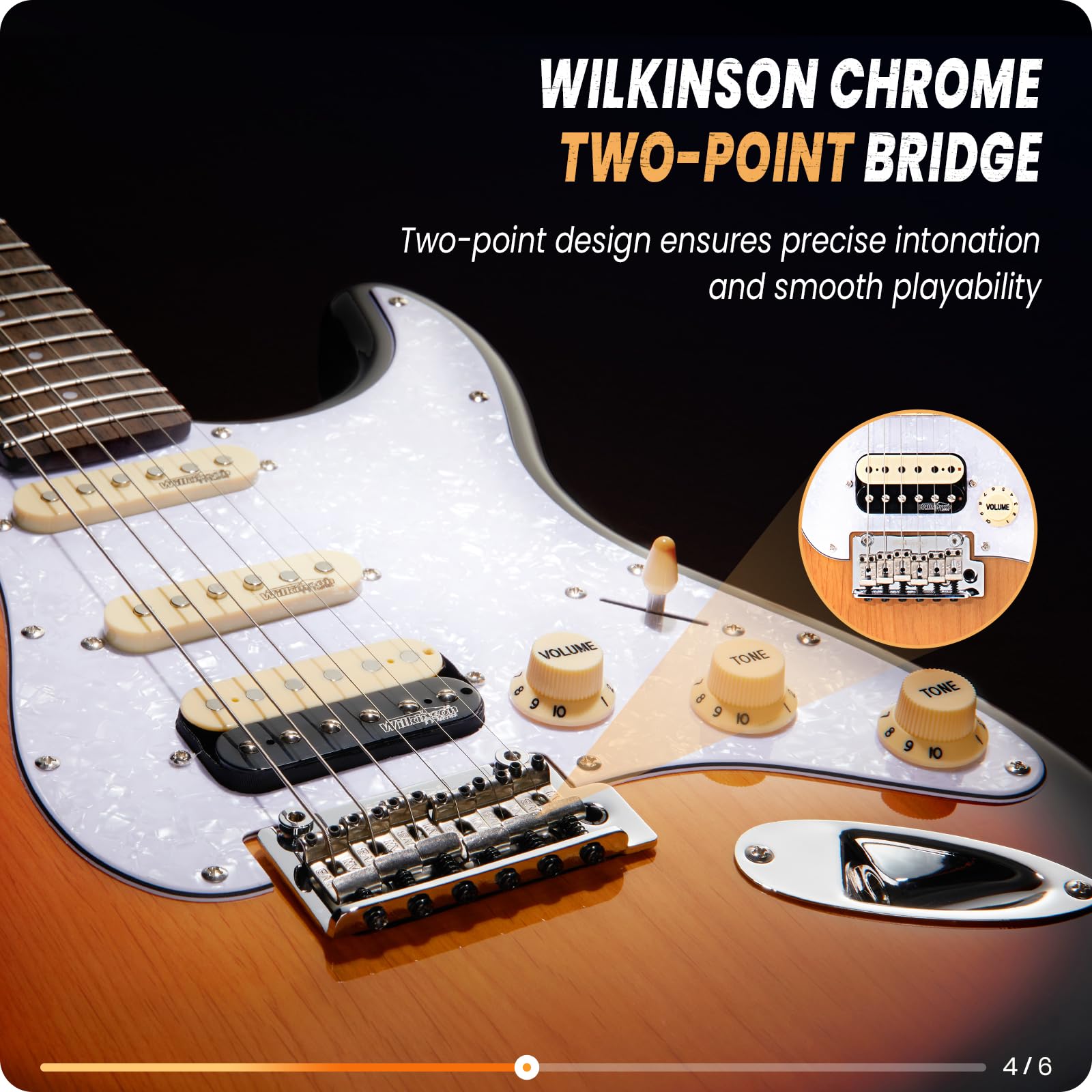 Fesley 39'' Electric Guitar:Solid Body Electric Guitars for Intermediate &Pro Players with Wilkinson Pickups,Grover Tuners,6 Str