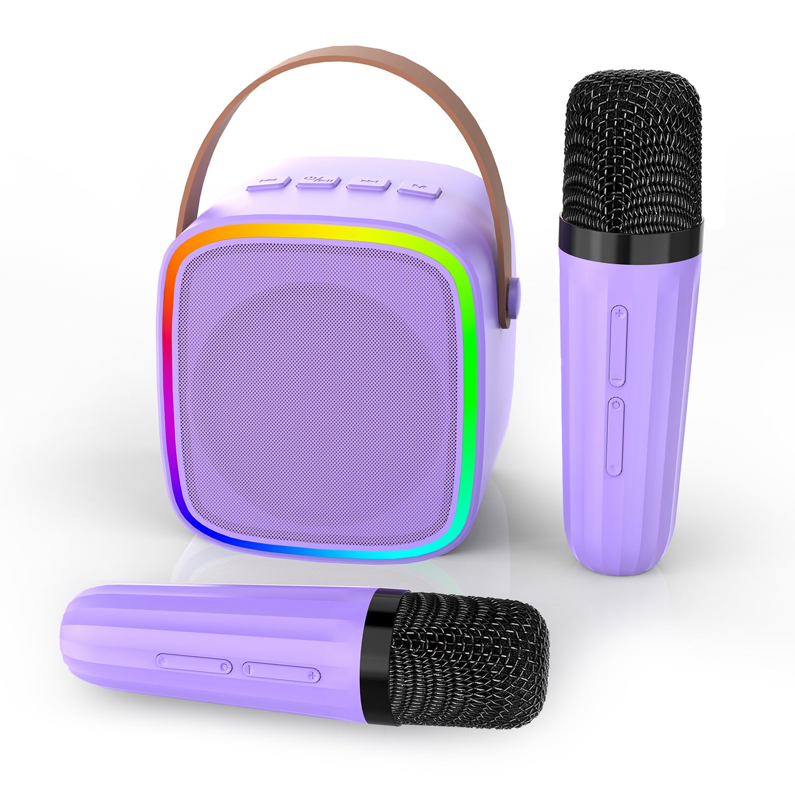Texpot Mini Karaoke Machine with 2 Wireless Microphones, Kids Toys Portable Bluetooth Speaker for Kids Adults Toddler, Christmas