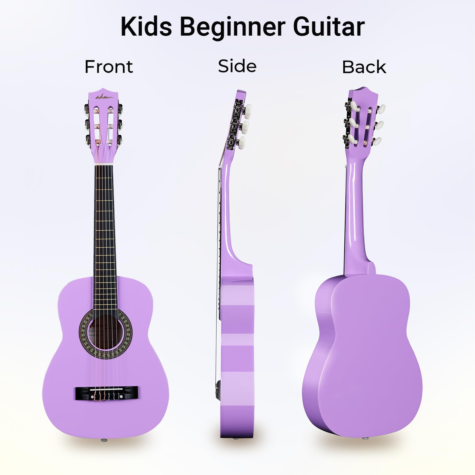 ADM Beginner Acoustic Classical Guitar 30 Inch Nylon Strings Wooden Guitar Bundle Kit for Kid Boy Girl Student Youth Guitarra On