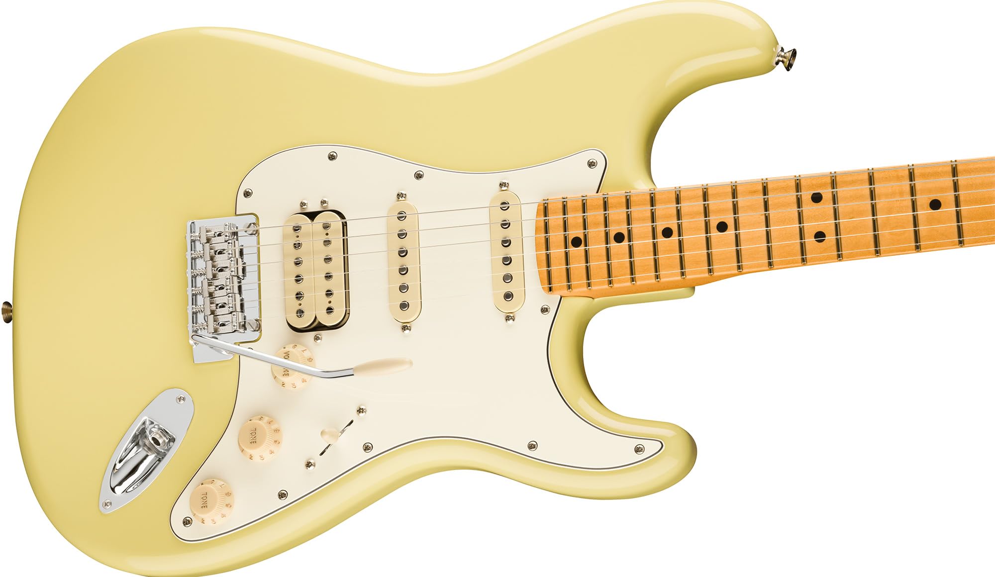 Fender Player II Stratocaster HSS - Hialeah Yellow Bundle with Gig Bag, Strap, Cable, 3-Pack Picks and Guitar Cleaning Kit