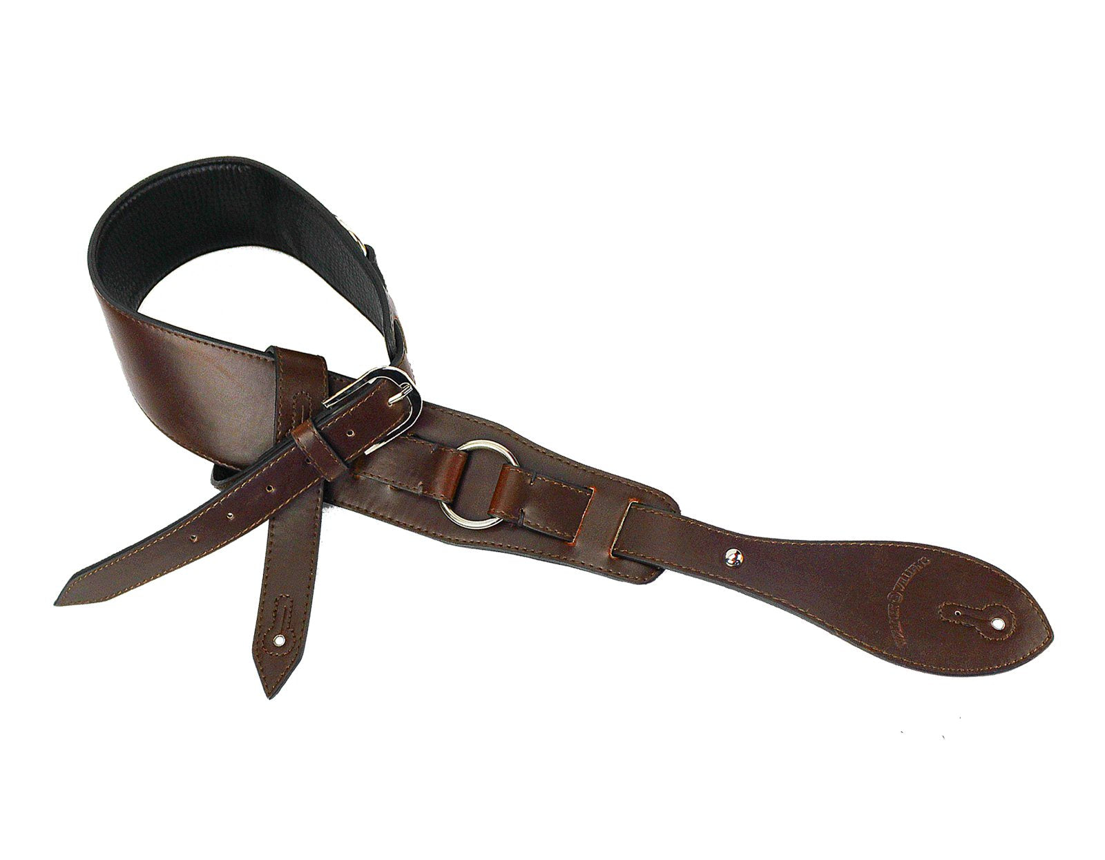 Walker & Williams G-813 Cognac Brown Harness Ring Strap with Padded Glove Leather Back