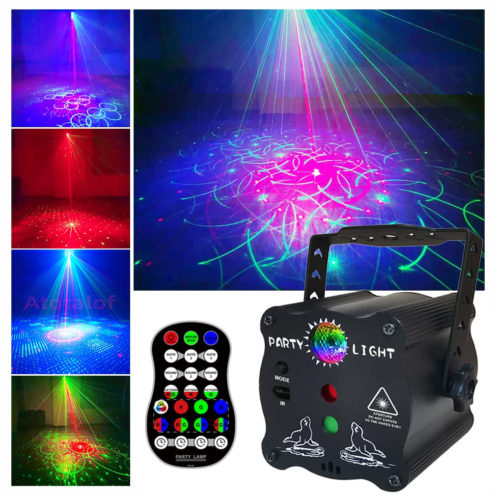 Laser Lights For Party - Laser Light Show Projector For Christmas Halloween, Disco Ball Dj Lights, Sound Activated Strobe Light