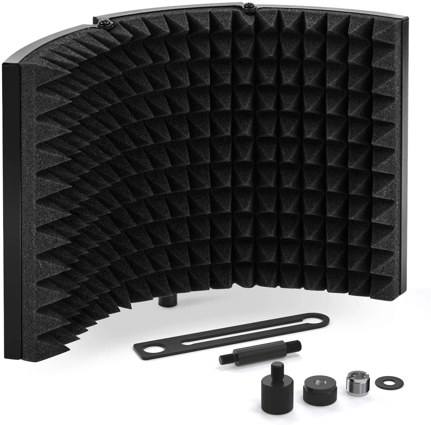 Device Of Urban Infotech Microphone Isolation Shield For Studio Recording, Soundproof Reflection Filter With Adjustable Panels (