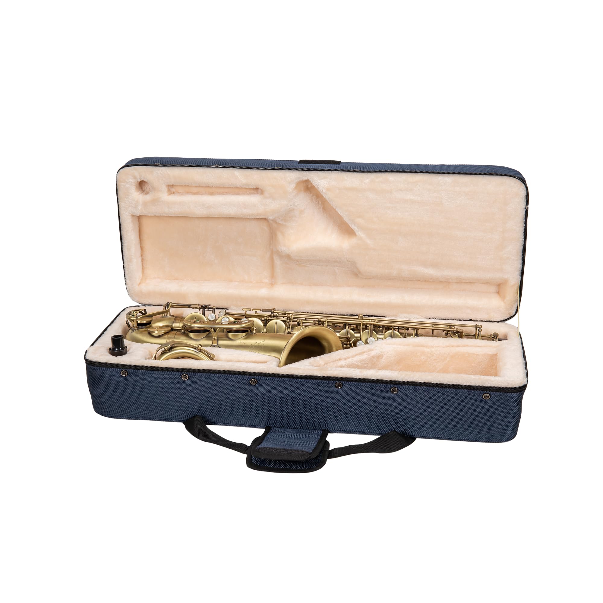Crossrock Bb Tenor Saxophone Foam Case | Lightweight Blue Gig Bag with Structured Exterior, Plush Interior & Storage Pockets (CR