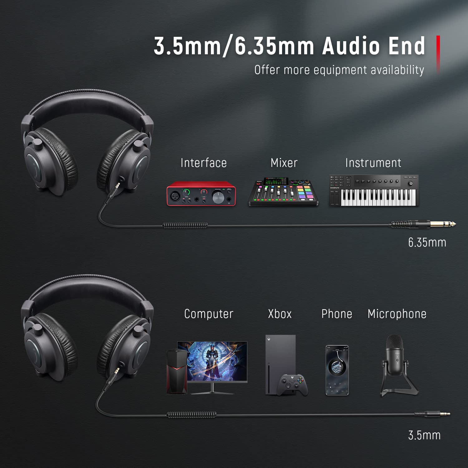 FIFINE Studio Monitor Headphones for Recording-Over Ear Wired Headphones for Podcast Monitoring, Streaming Comfortable Equipment