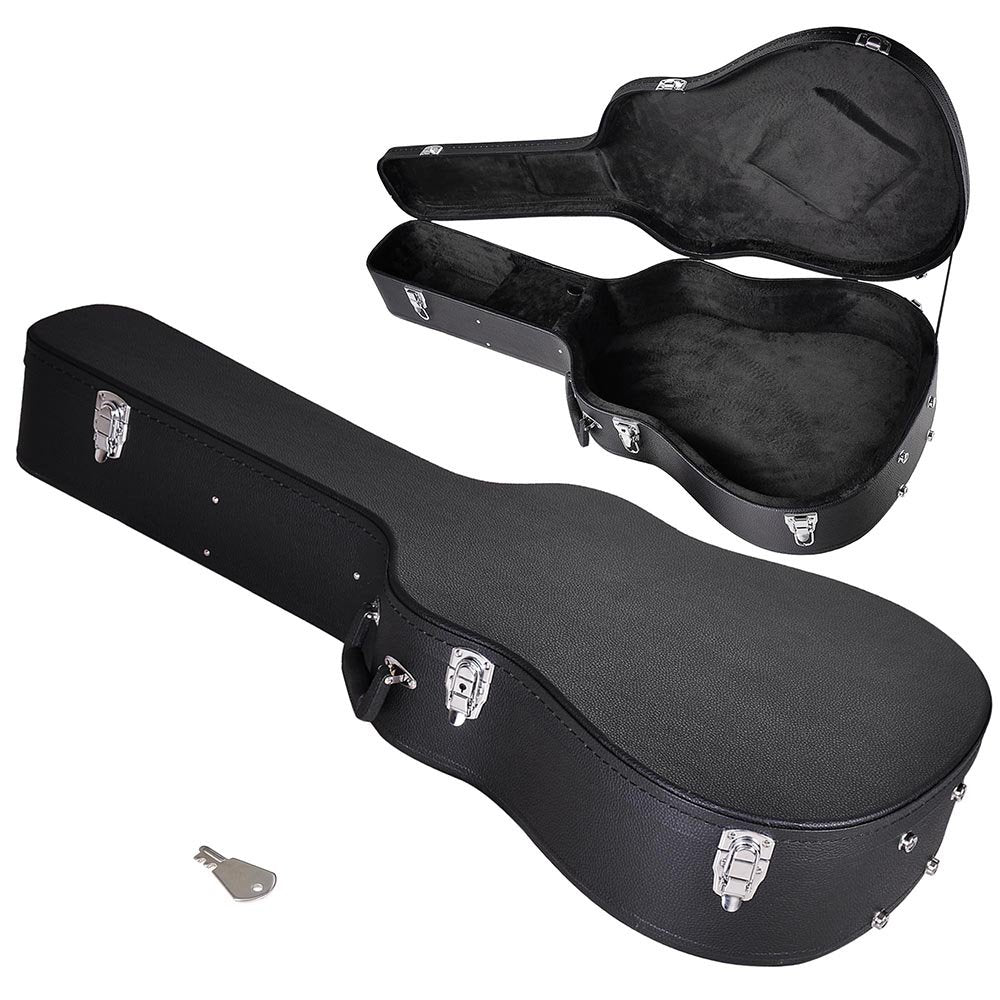 ZeHuoGe Wood Hard-Shell Case With Lock For 41 Acoustic Dreadnought Guitar PU Surface (For Acoustic Guitar)