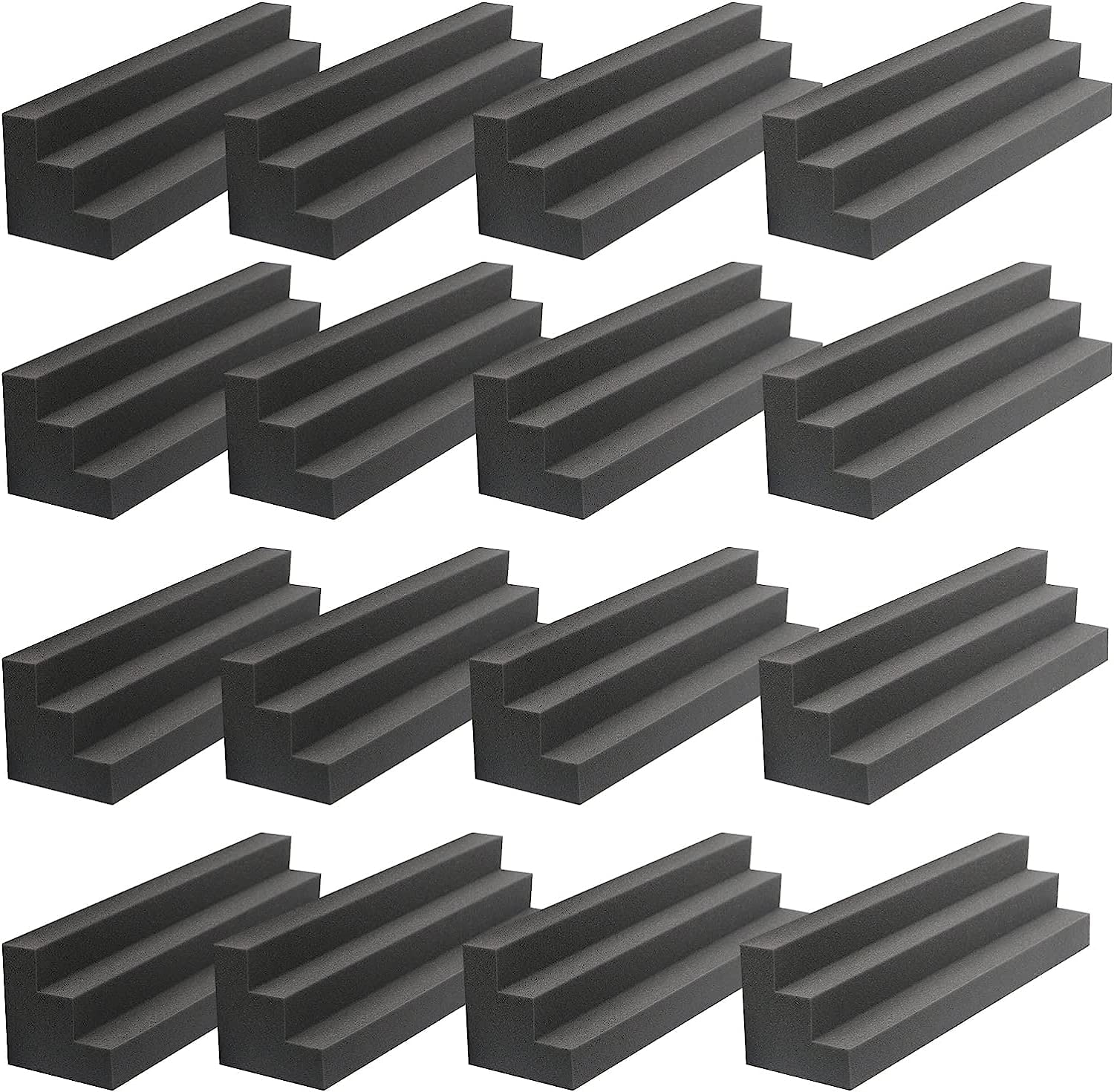 Bass Traps 16 Pack 12 '' X 3 '' X 3 '' Corner Acoustic Foam Panels, Acoustic Bass Trap Corner Block, Sound Absorbing Foam For St