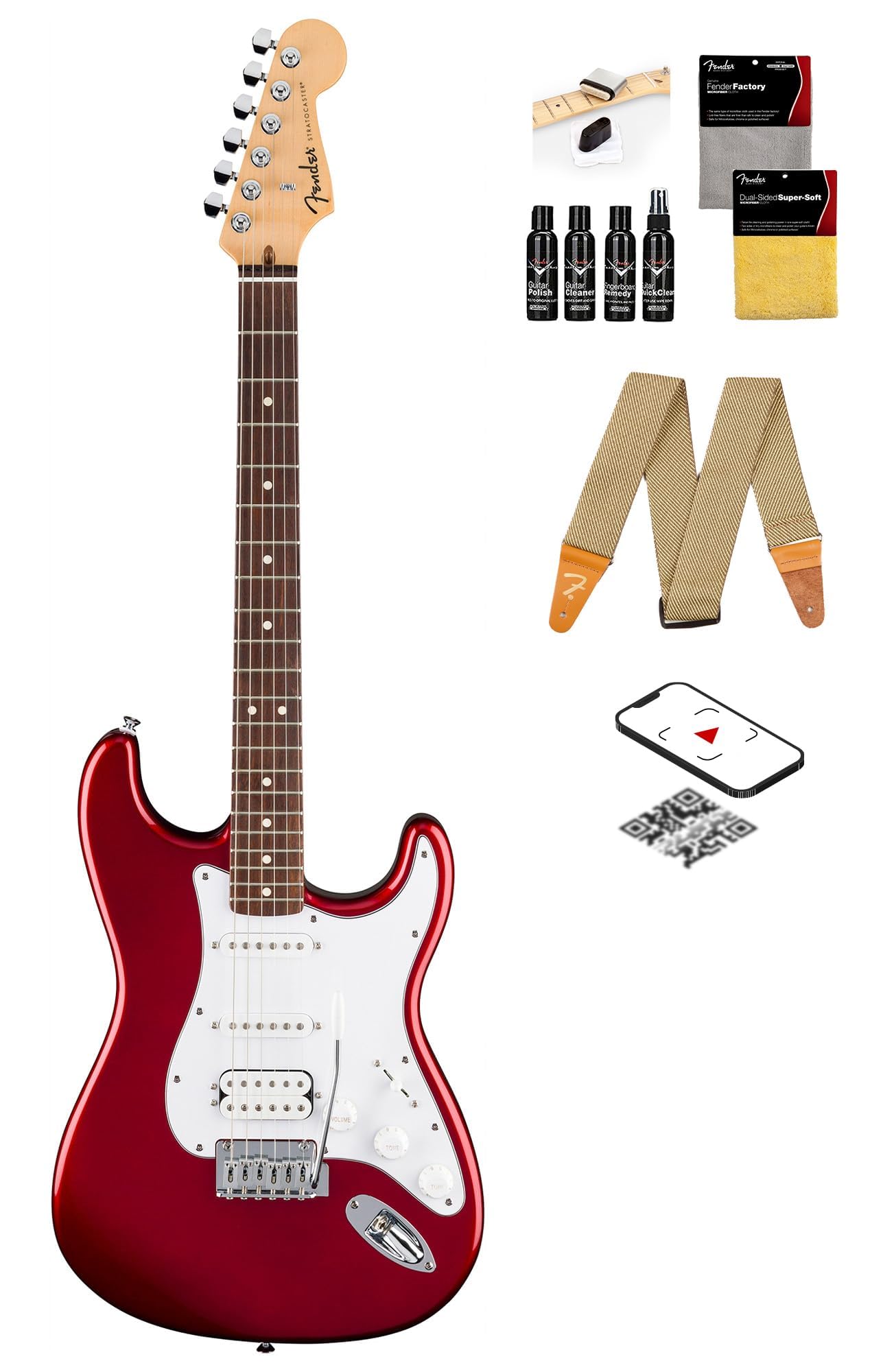 Fender Standard Stratocaster Hss - Candy Cola Bundle With Strap, Guitar Cleaning Kit And Austin Bazaar Instructional Video