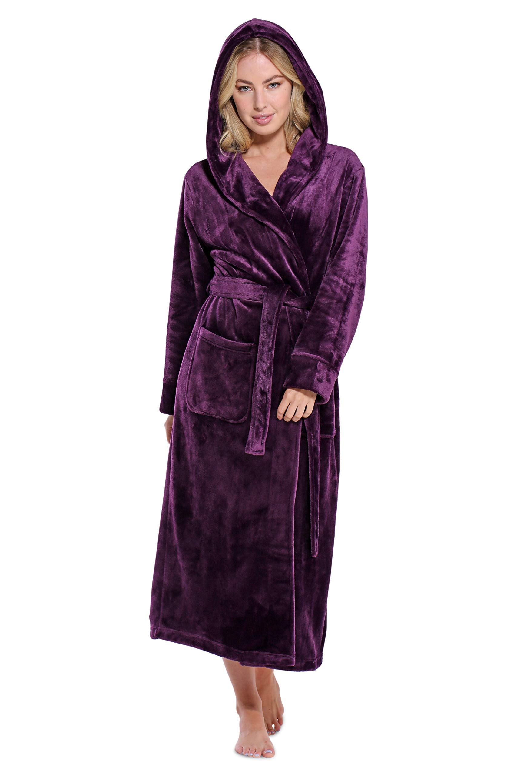 Turquaz Plush Robes For Women, Soft Warm Fleece Bathrobe For Women, Long Comfy Womens Robe