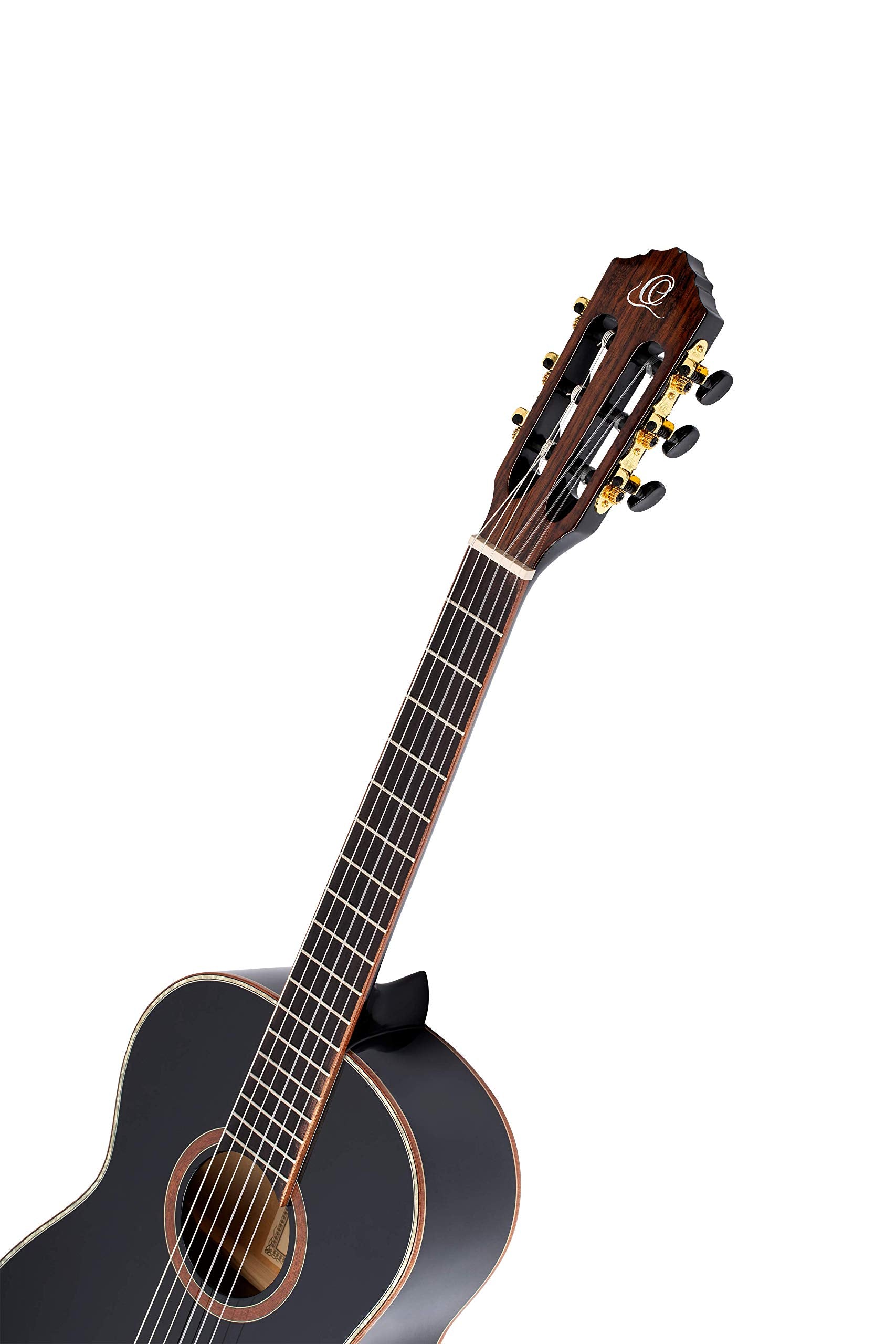 Ortega Guitars 6 String Family Series 3/4 Size Nylon Classical Guitar w/Bag, Right, Spruce Top-Black-Gloss, (R221BK-3/4)