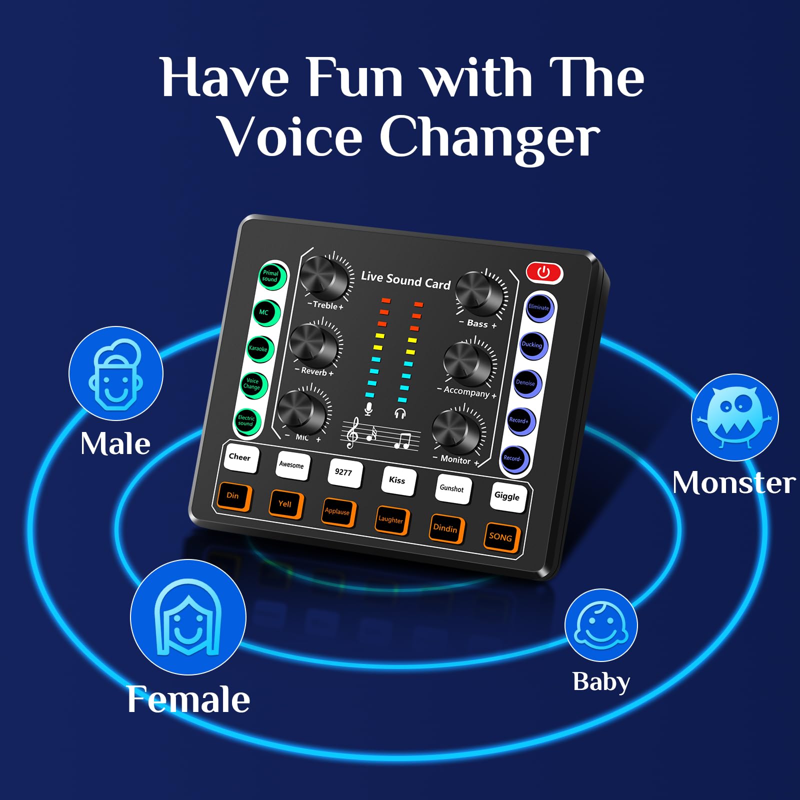 Koitmy Audio Mixer Potable Dj Sound Board Plug Play Voice Changer for PC Phone Gaming Karaoke Studio Recording Podcast Live Stre