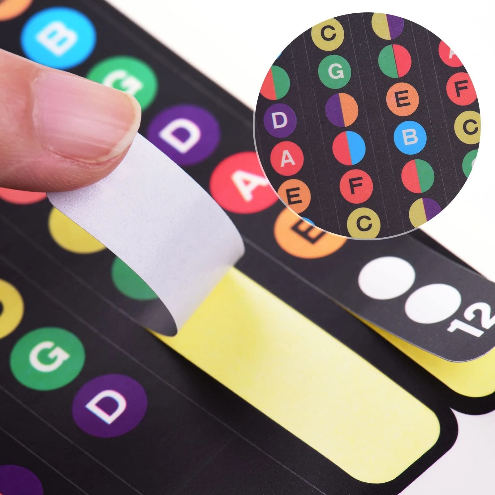 Agatige 10 Sheet Guitar Fretboard Stickers, Coded Note Scale Decals for Beginner Learner Practice(Full Color Surface)