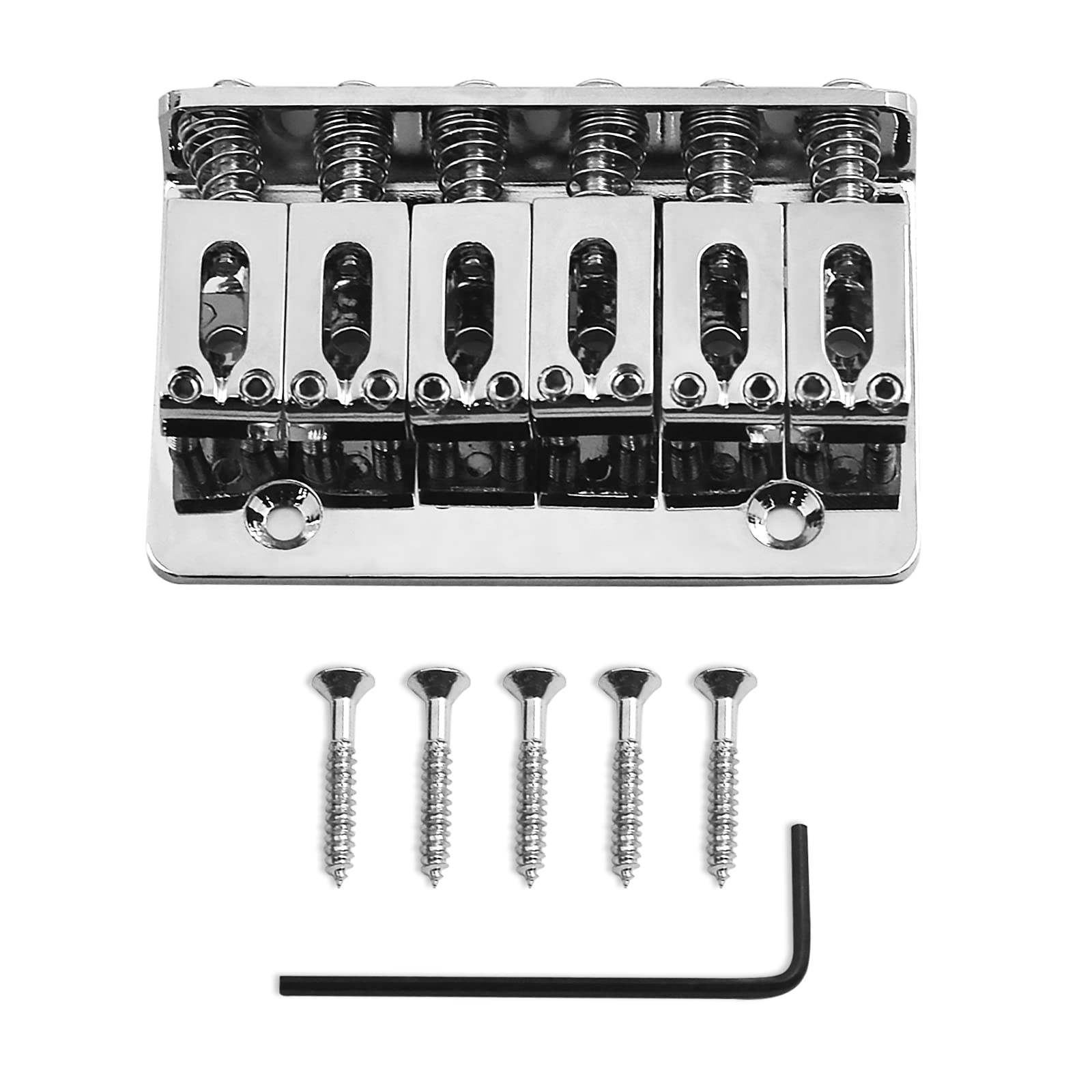 Maxcheer 65Mm Metal Fixed Hardtail Saddle Bridge Top Load Guitar Tailpiece For 6 String Electric Guitar Or Strat Guitar (Chrome,