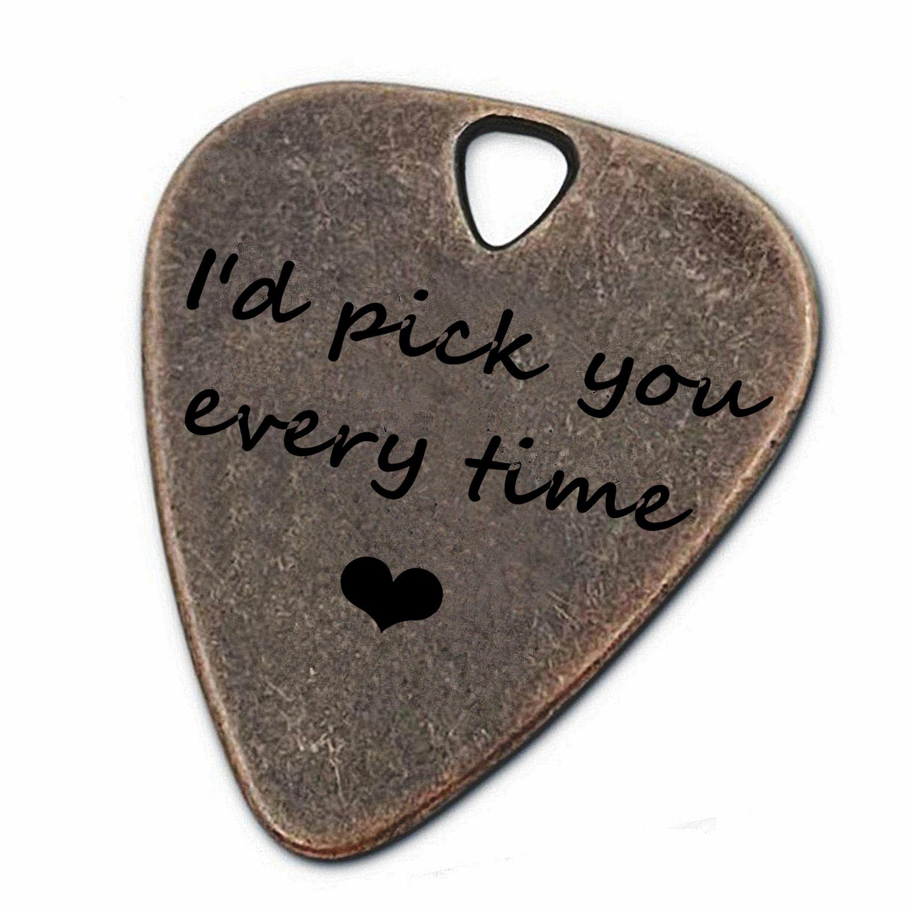Juppe Bronze Guitar Picks & Bass Picks, I'D Pick You Every Time Guitar Pick With Leather Case Birthday Music Gifts For Him Her O