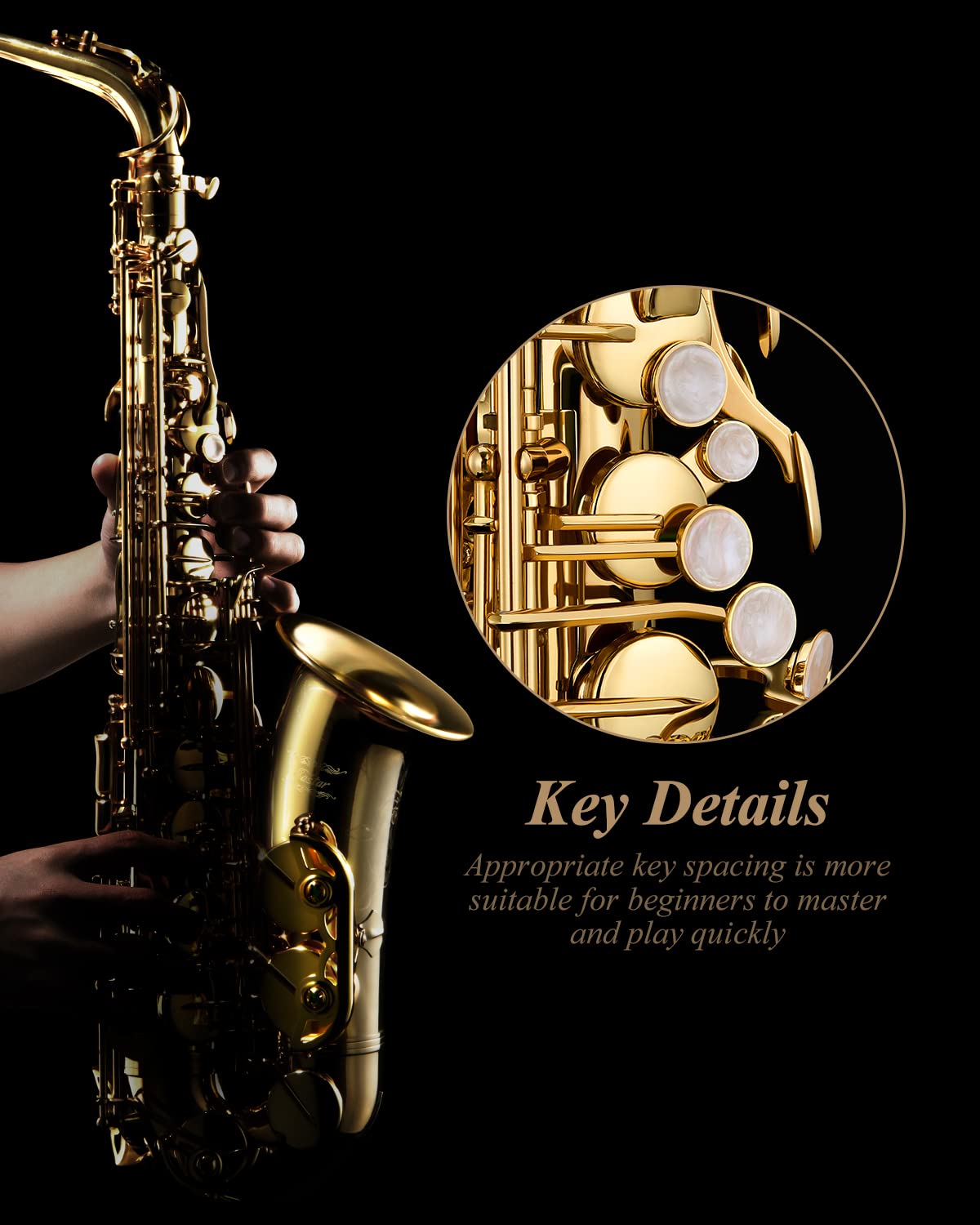 Eastar EAX-21, Alto Saxophone, E Flat Saxophone for Beginner Students Brass Sax Full Kit, Travel Bag, Foldable Stand, Cleanning