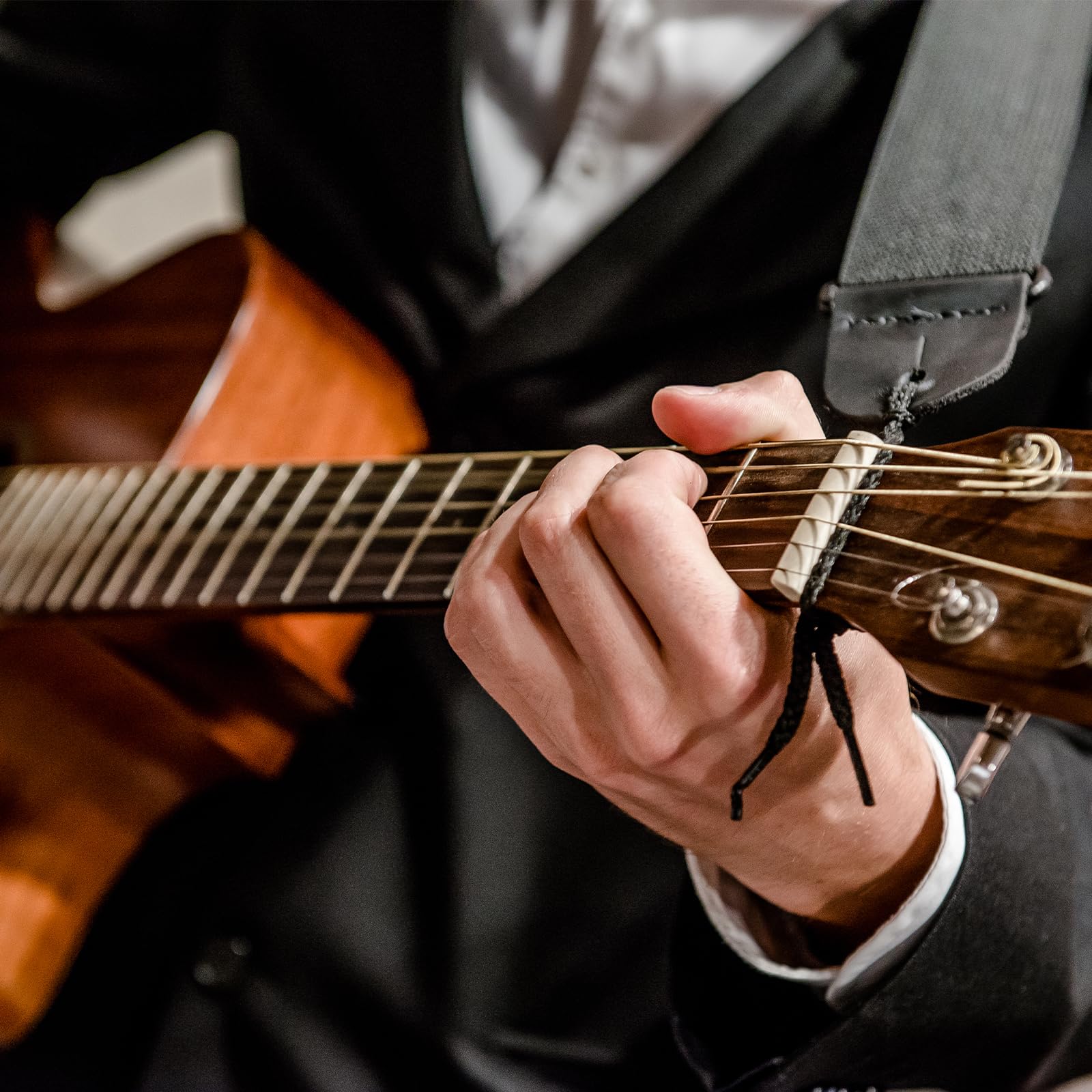 4PCS 6 String Acoustic Guitar Bone Bridge Saddle and Nut Made of Real Bone, Guitar Bridge Saddle (2 Pair)