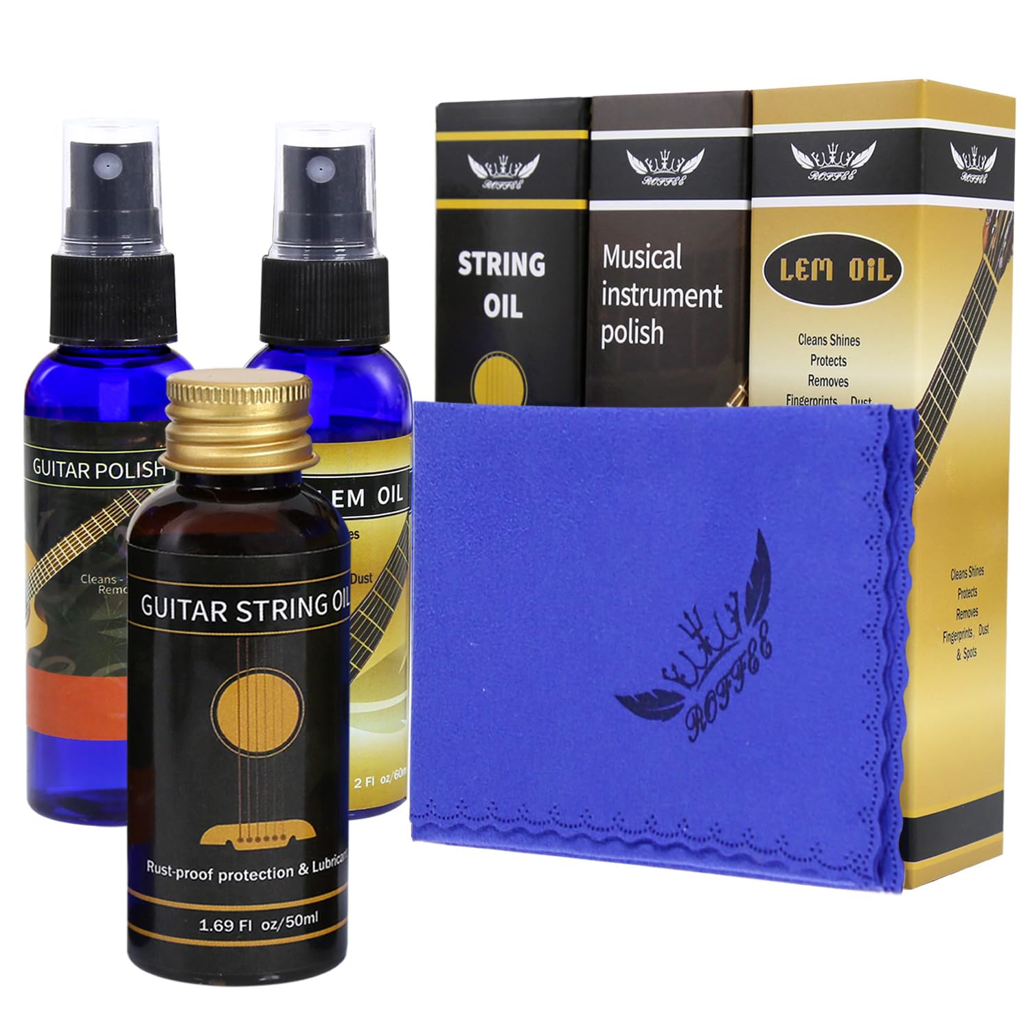 Premium Guitar Care 3-Piece Kit,Lemon Oil,Polish,Guitar String Oil,For Guitar Cleaning And Maintenance