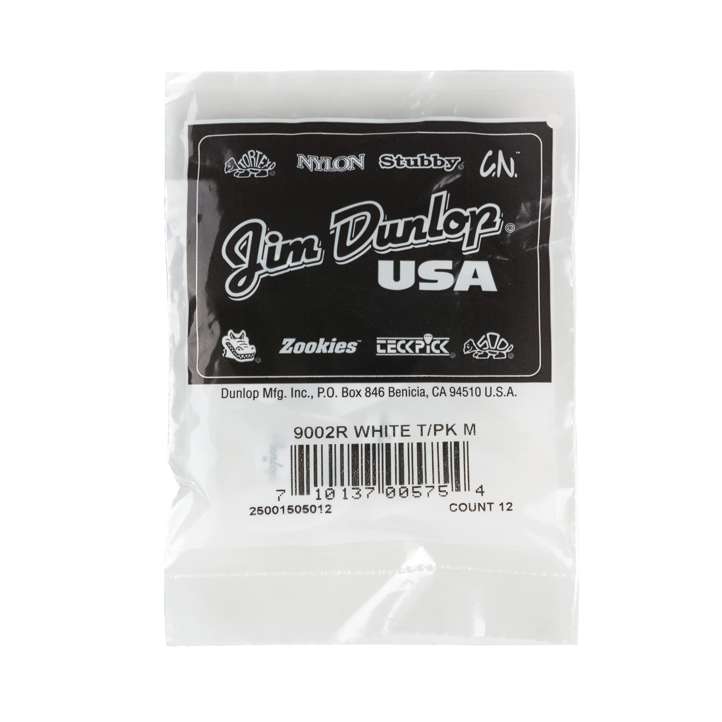 JIM DUNLOP 9002R White Plastic Thumbpicks, Medium, 12/Bag
