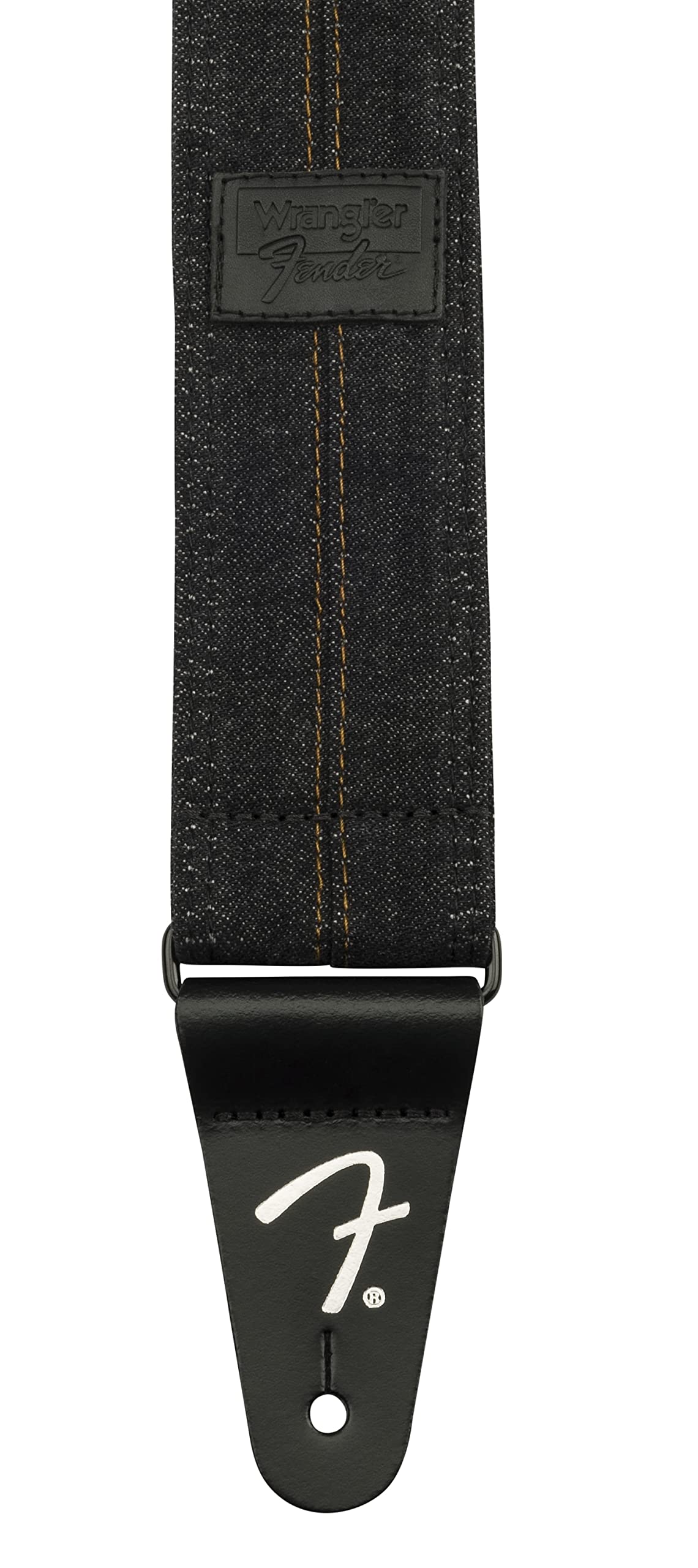 Fender x Wrangler Denim Guitar Strap, Guitar Accessories, Washed Black Stitch