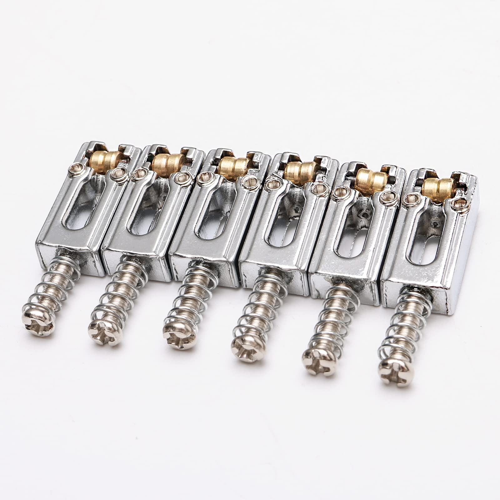 Guitar Bridge Saddle with Screws Wrench for Fender Strat Tele Telecaster Electric Guitar Bridge Replacement Part 6 PCS, Silver