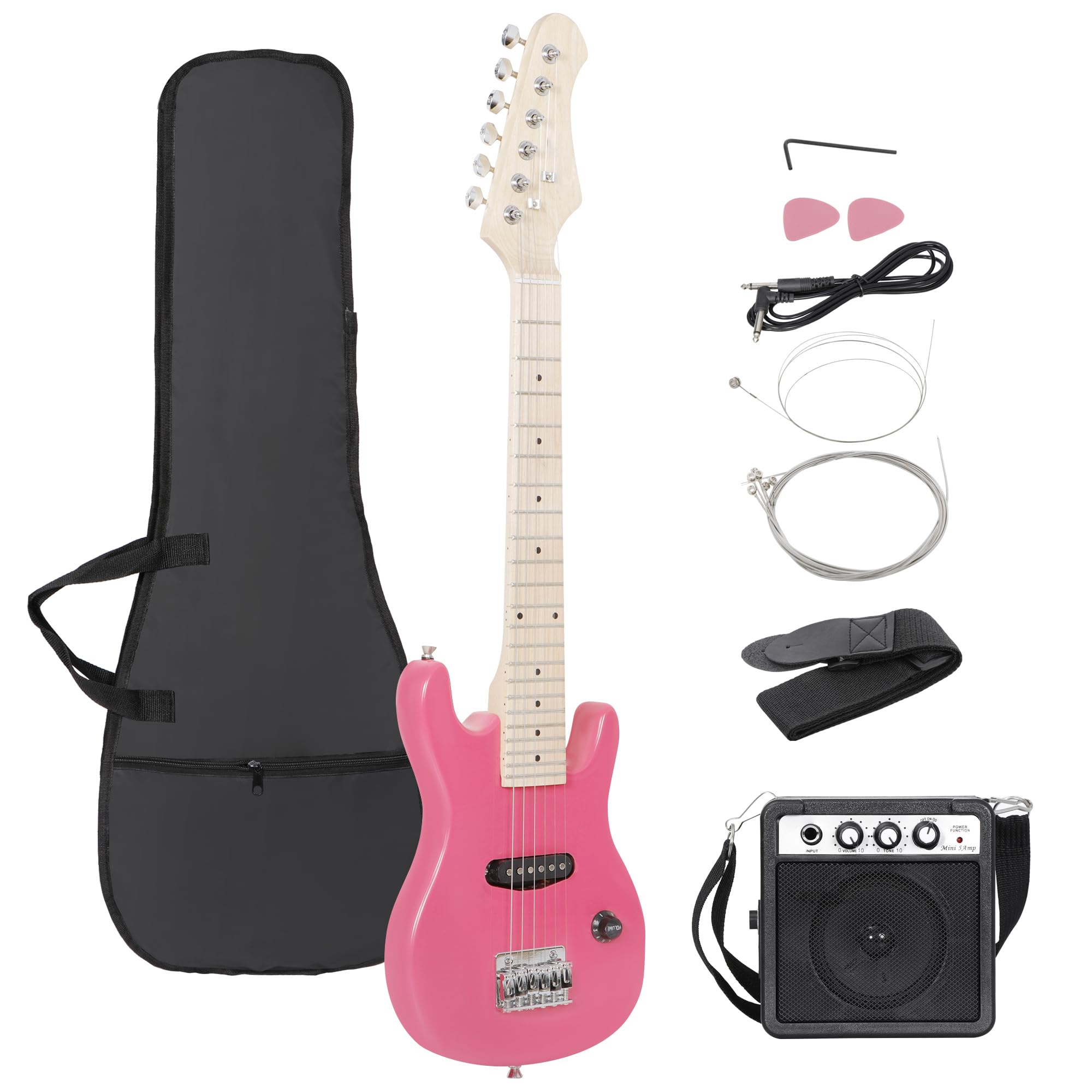 Smartxchoices 30'' Inch Kids Electric Guitar With 5W Amp Cable Cord Pick Shoulder Strap Much More Guitar Combo Accessory Kit For